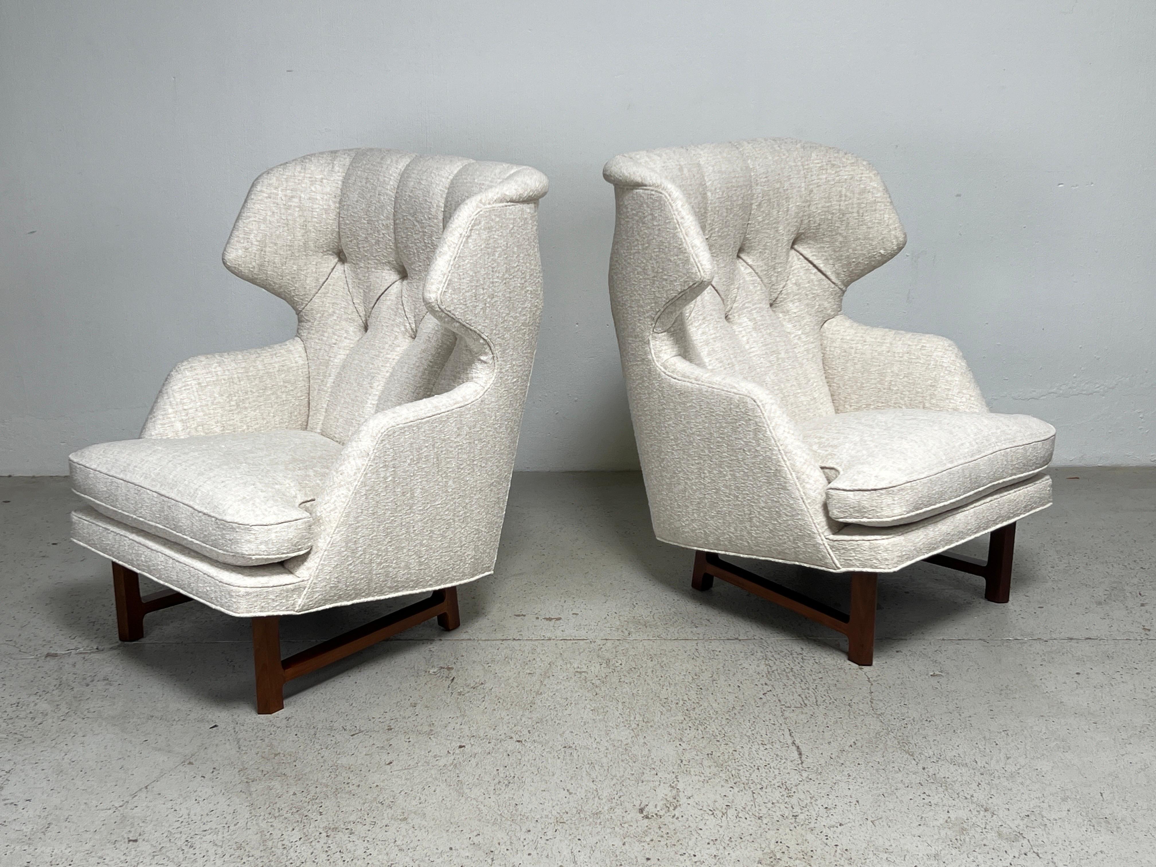 Mid-20th Century Pair of Dunbar Wing Back Janus Chairs by Edward Wormley  For Sale