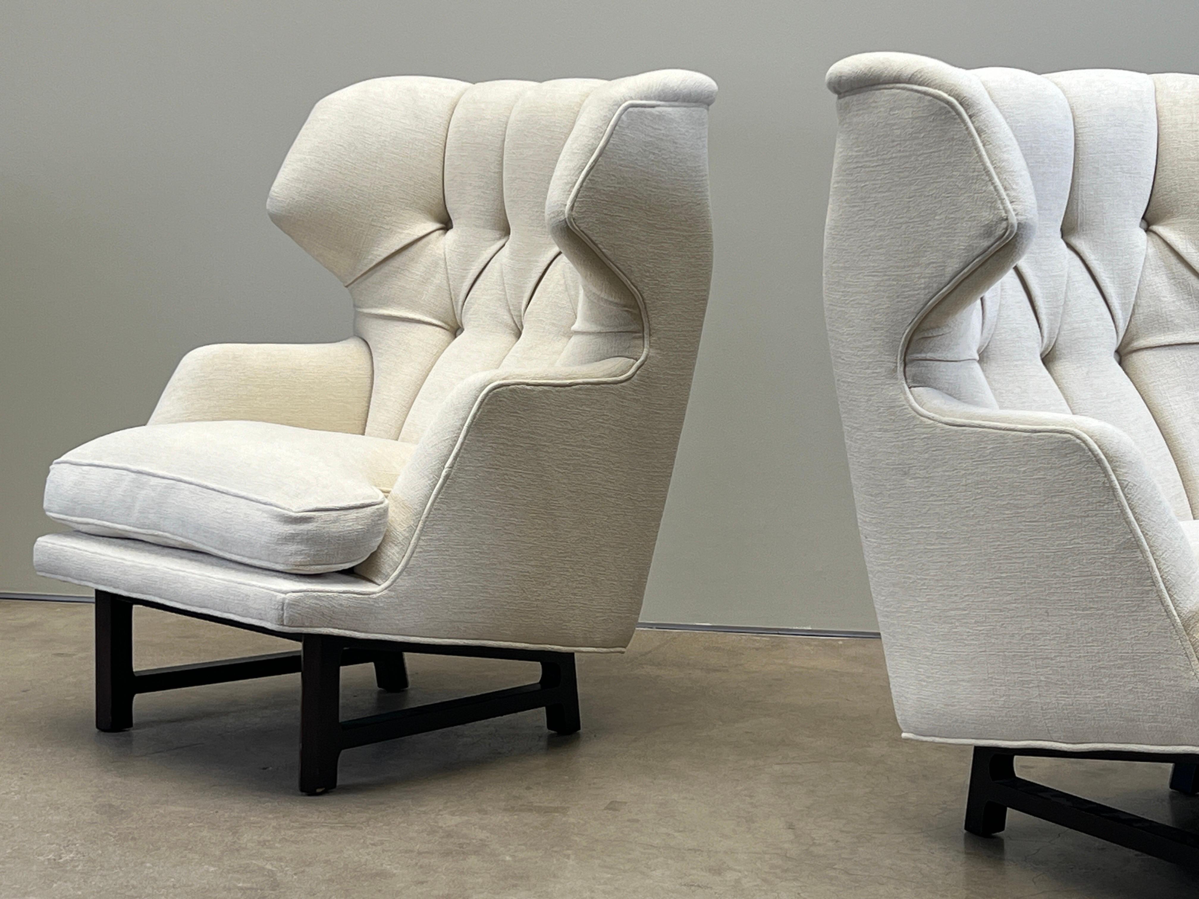 Fabric Pair of Dunbar Wing Back Janus Chairs by Edward Wormley