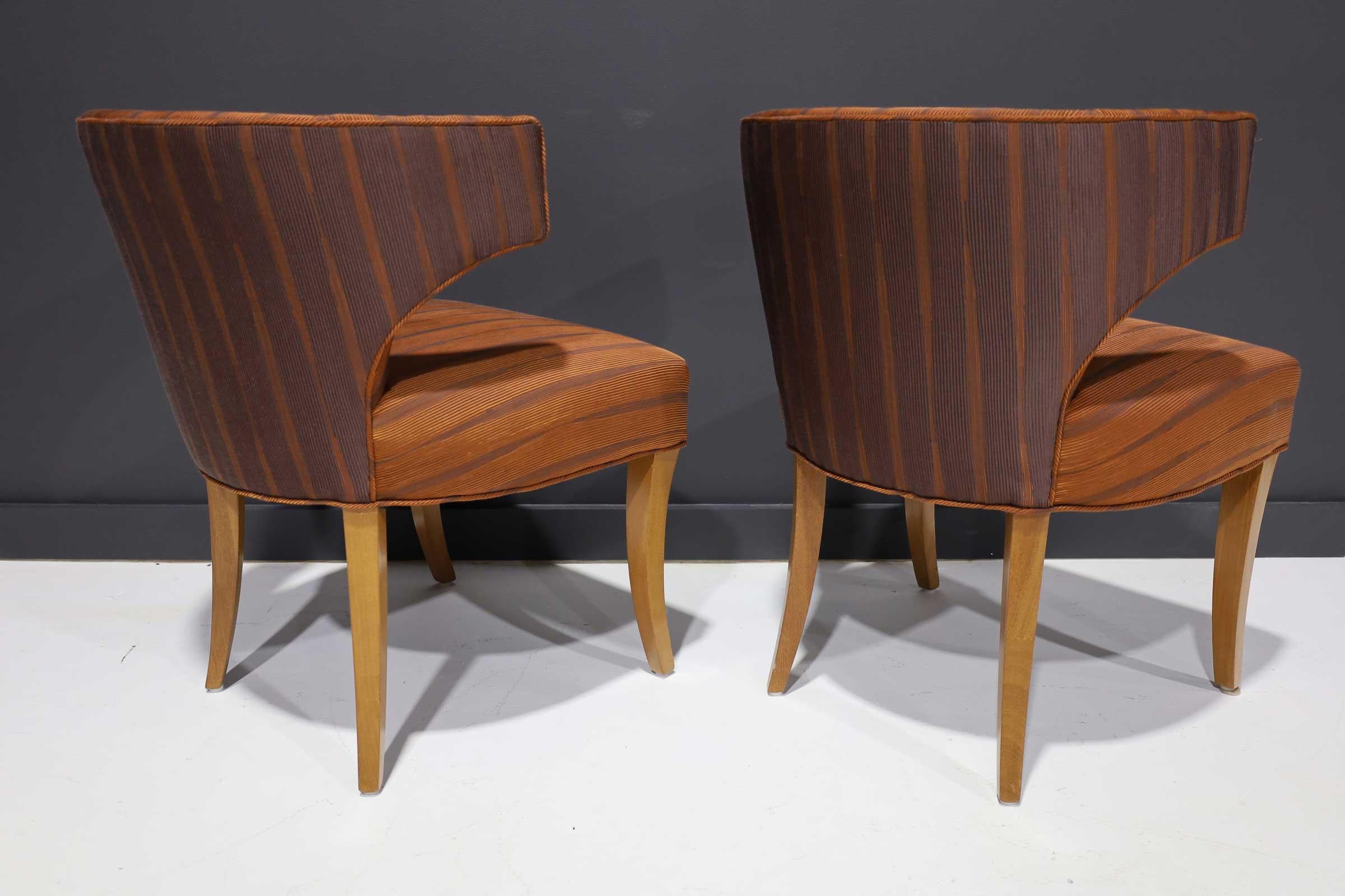 Pair of Dunbar Wing Back Side Chairs in Holly Hunt Great Plains In Good Condition In Dallas, TX