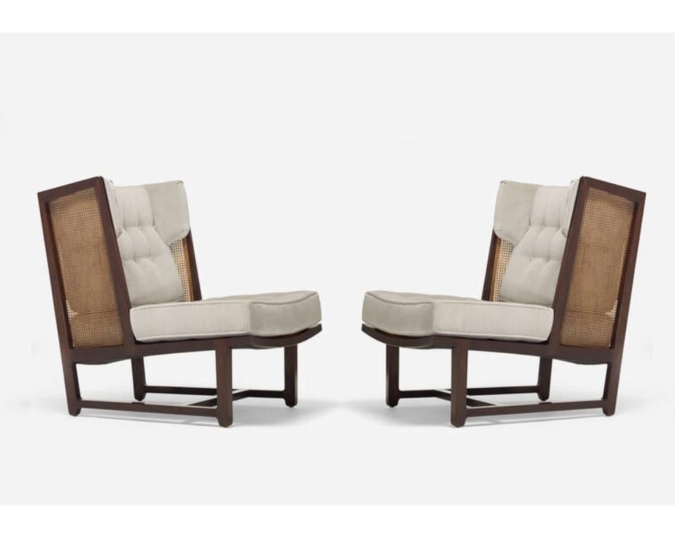 Mid-Century Modern Pair of Dunbar Wingback Lounge Chairs by Edward Wormley For Sale