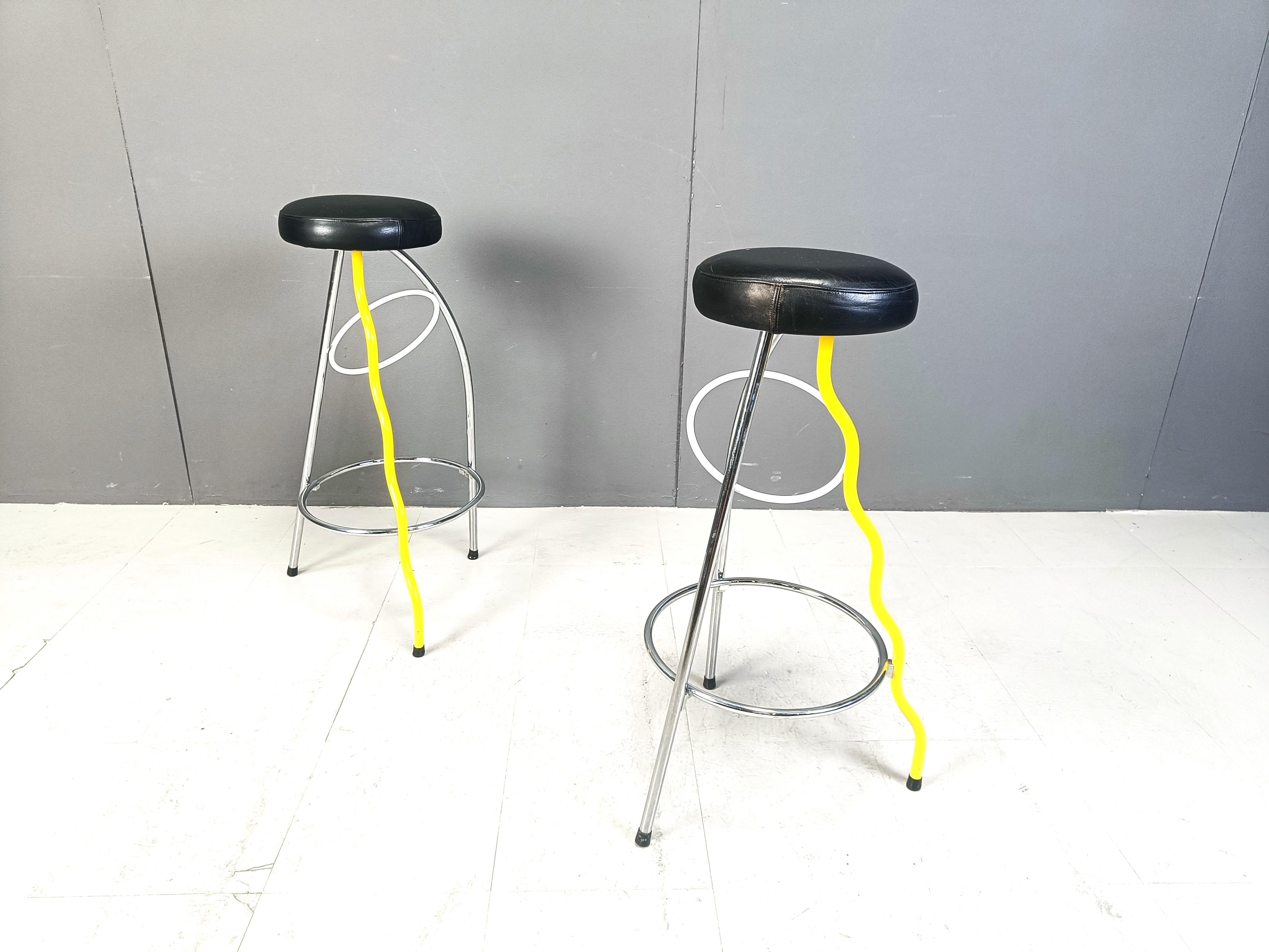 Post-Modern Pair of Duplex stools by Javier Mariscal for BD 1980's Memphis For Sale