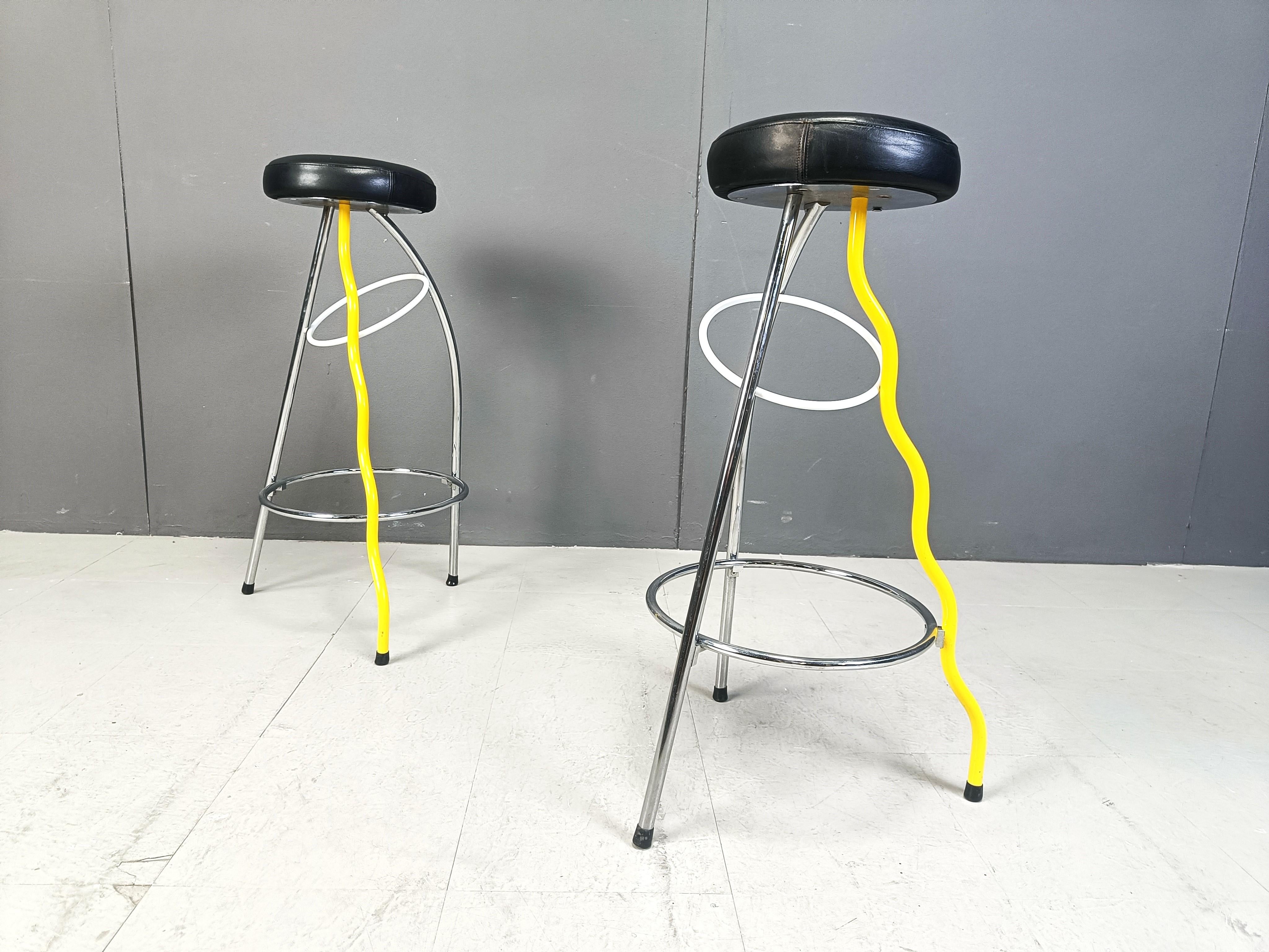 Spanish Pair of Duplex stools by Javier Mariscal for BD 1980's Memphis For Sale
