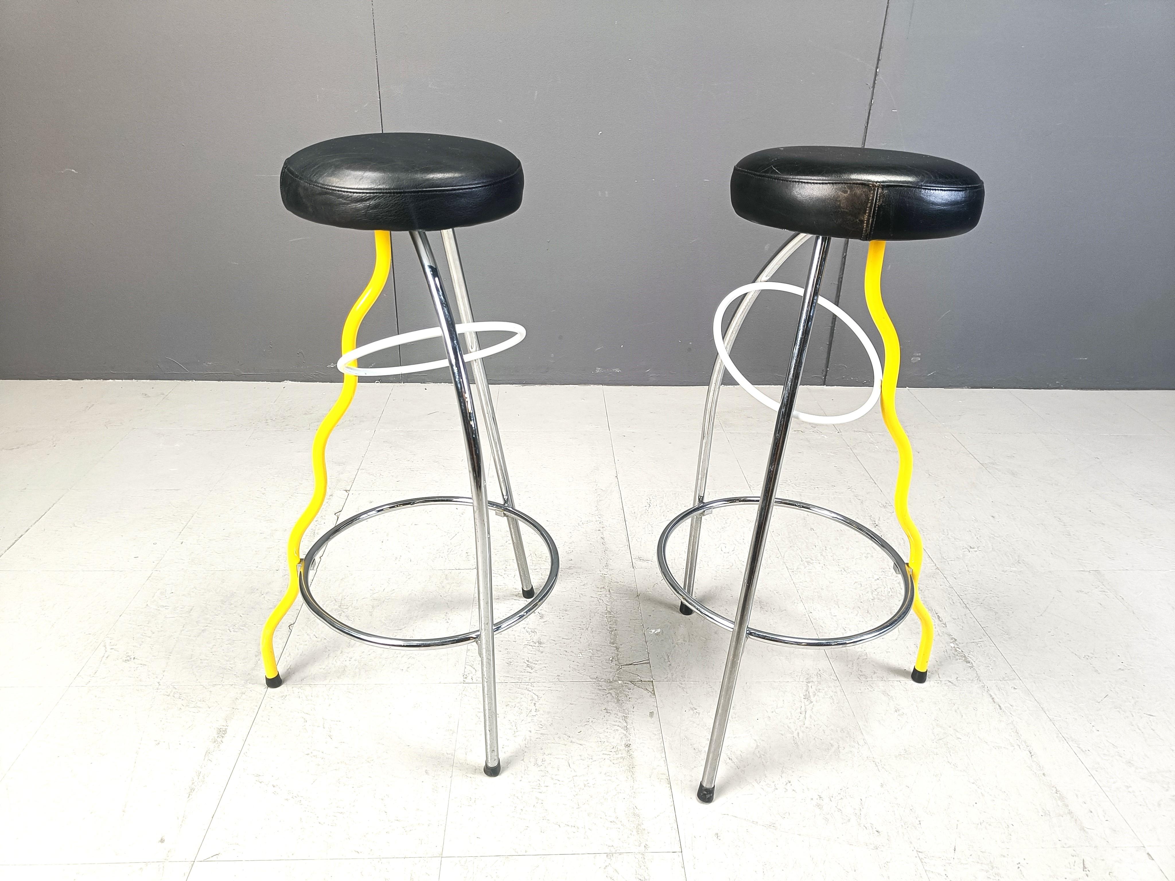 Pair of Duplex stools by Javier Mariscal for BD 1980's Memphis For Sale 1