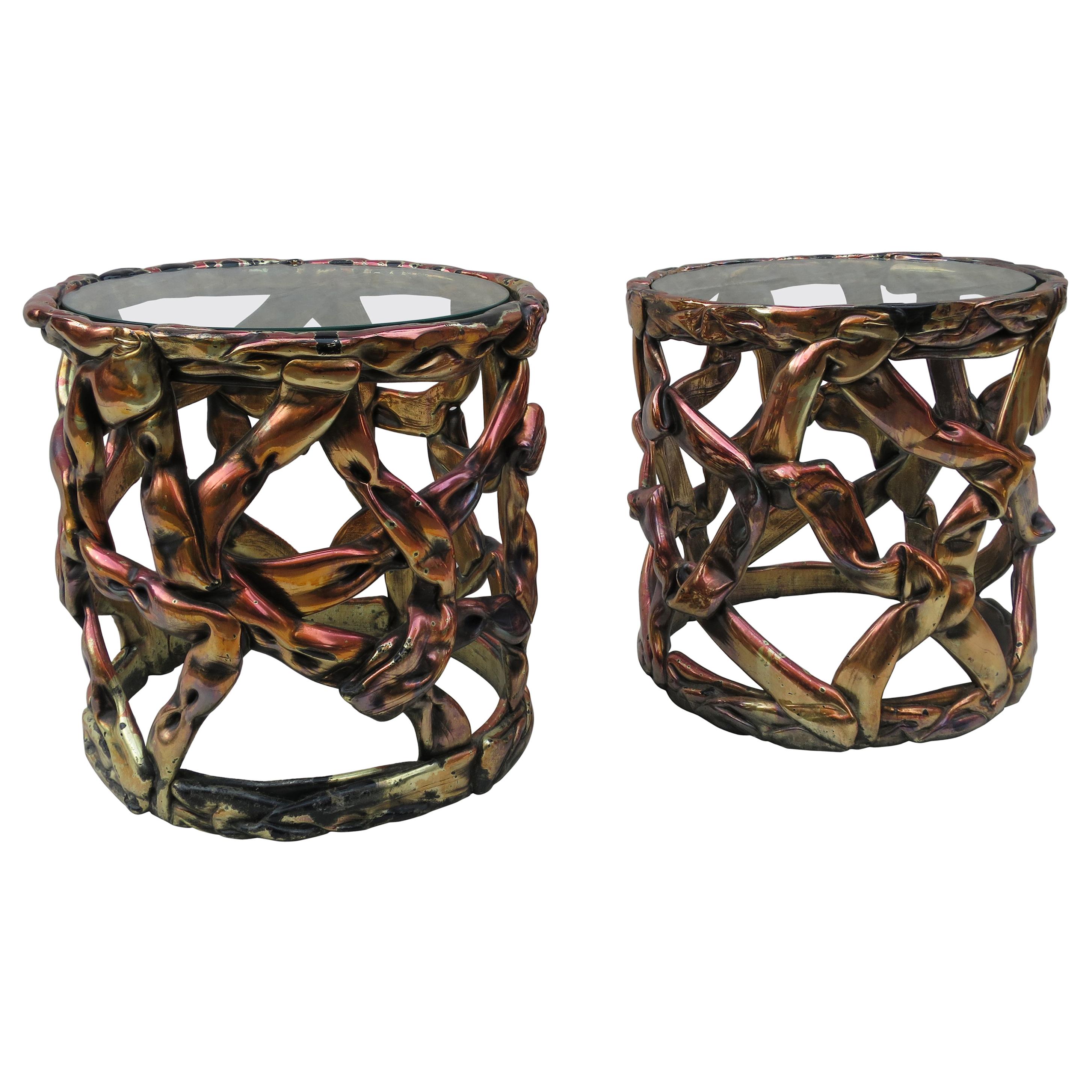 Pair of Duquette Style "Ribbon" Side Tables, 1970s For Sale