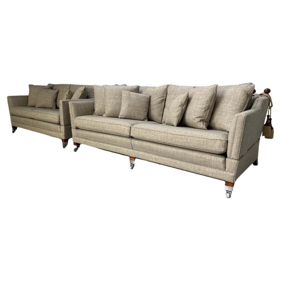 Paar Duresta "Trafalgar" 2.5 & 3-Sitz Sofas - In Woven Linen