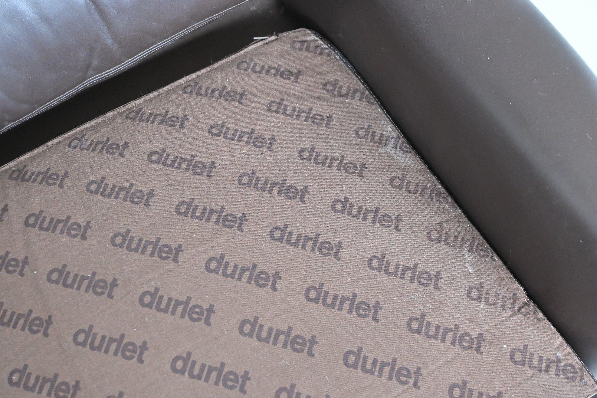 Paar Durlet Sessel aus braunem Leder Belgien 1960 im Angebot 13