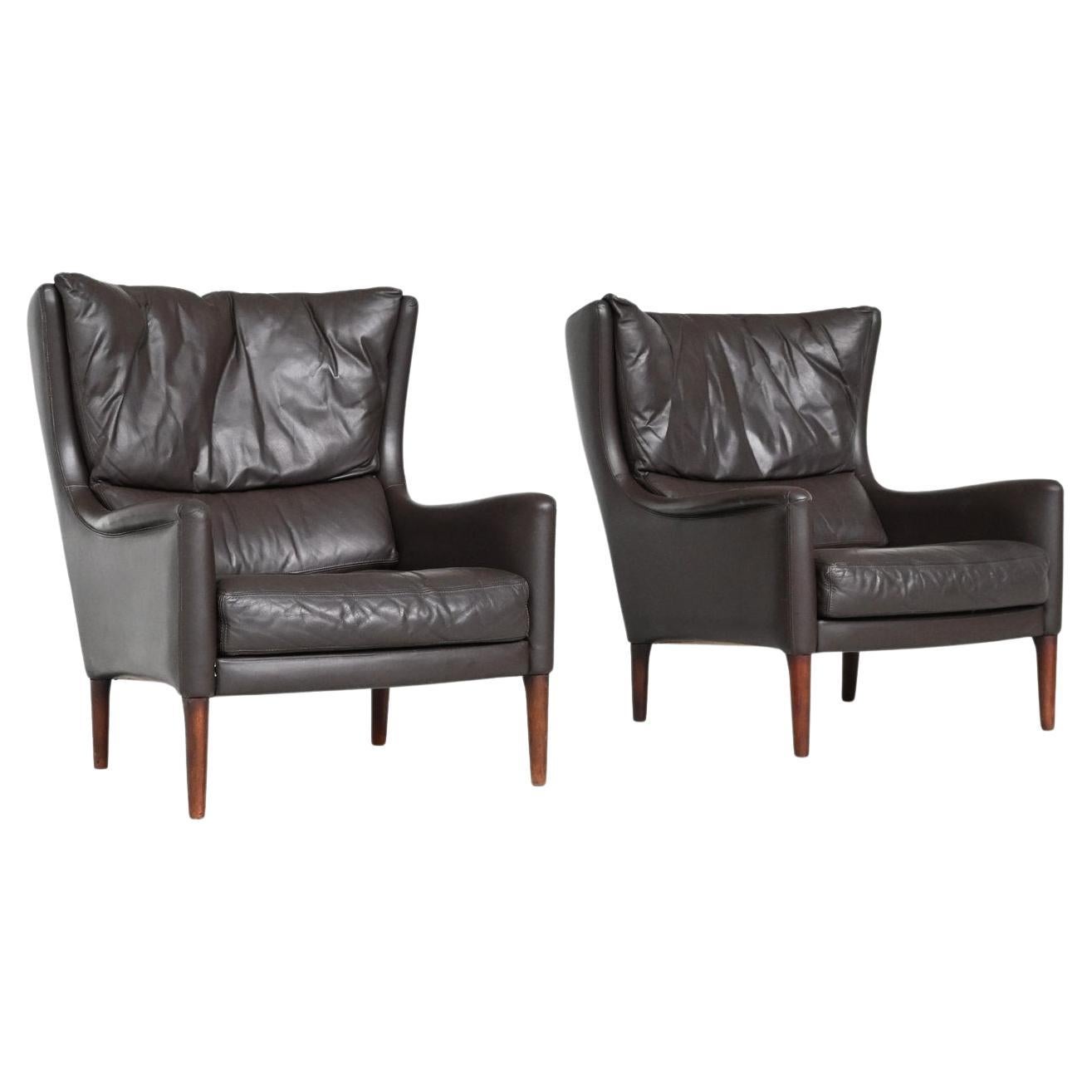 Paire de chaises longues Durlet en cuir brun Belgique 1960