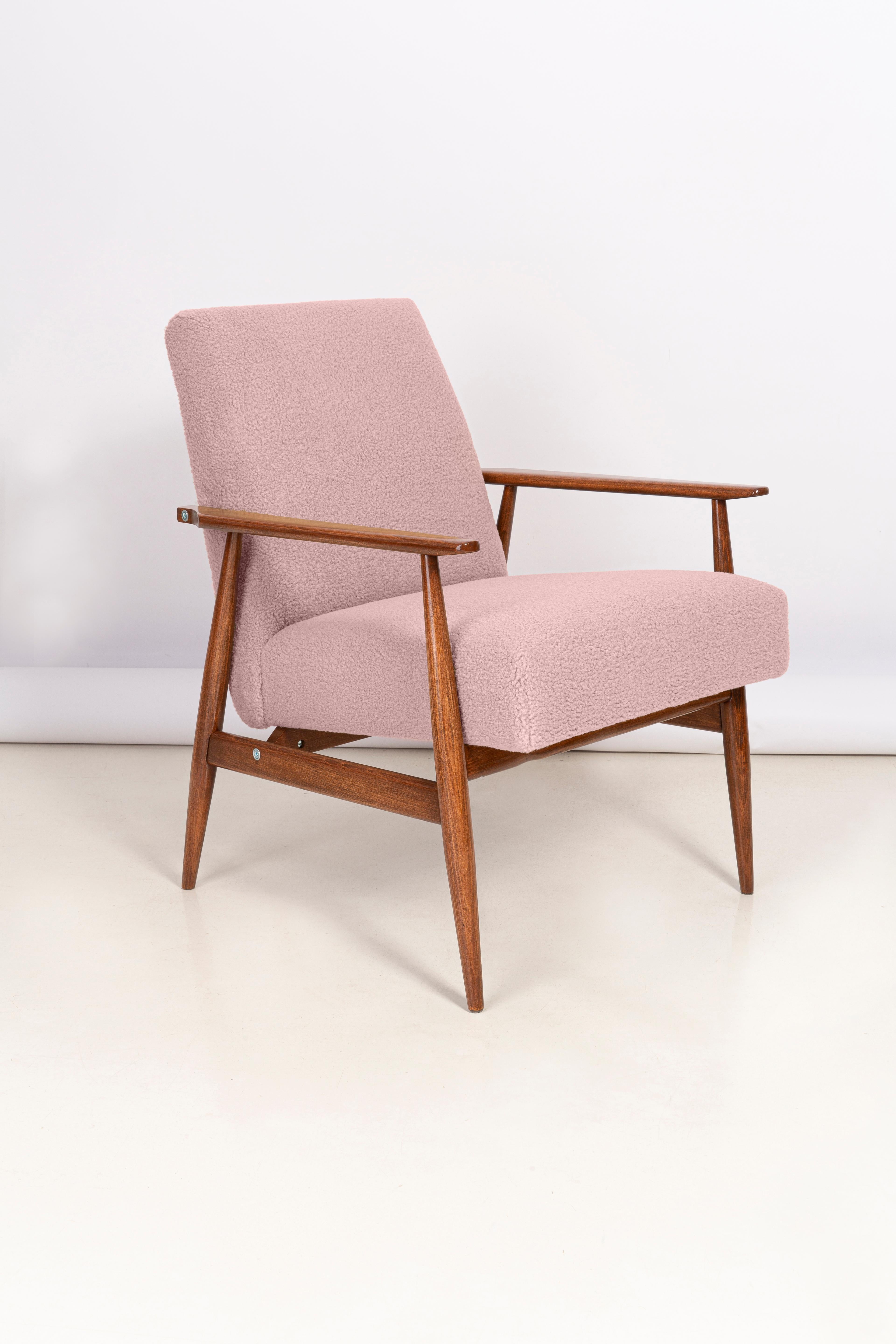 Pair of Dusty Pink Bouclé Dante Armchairs, H. Lis, Europe, 1960s For Sale 3