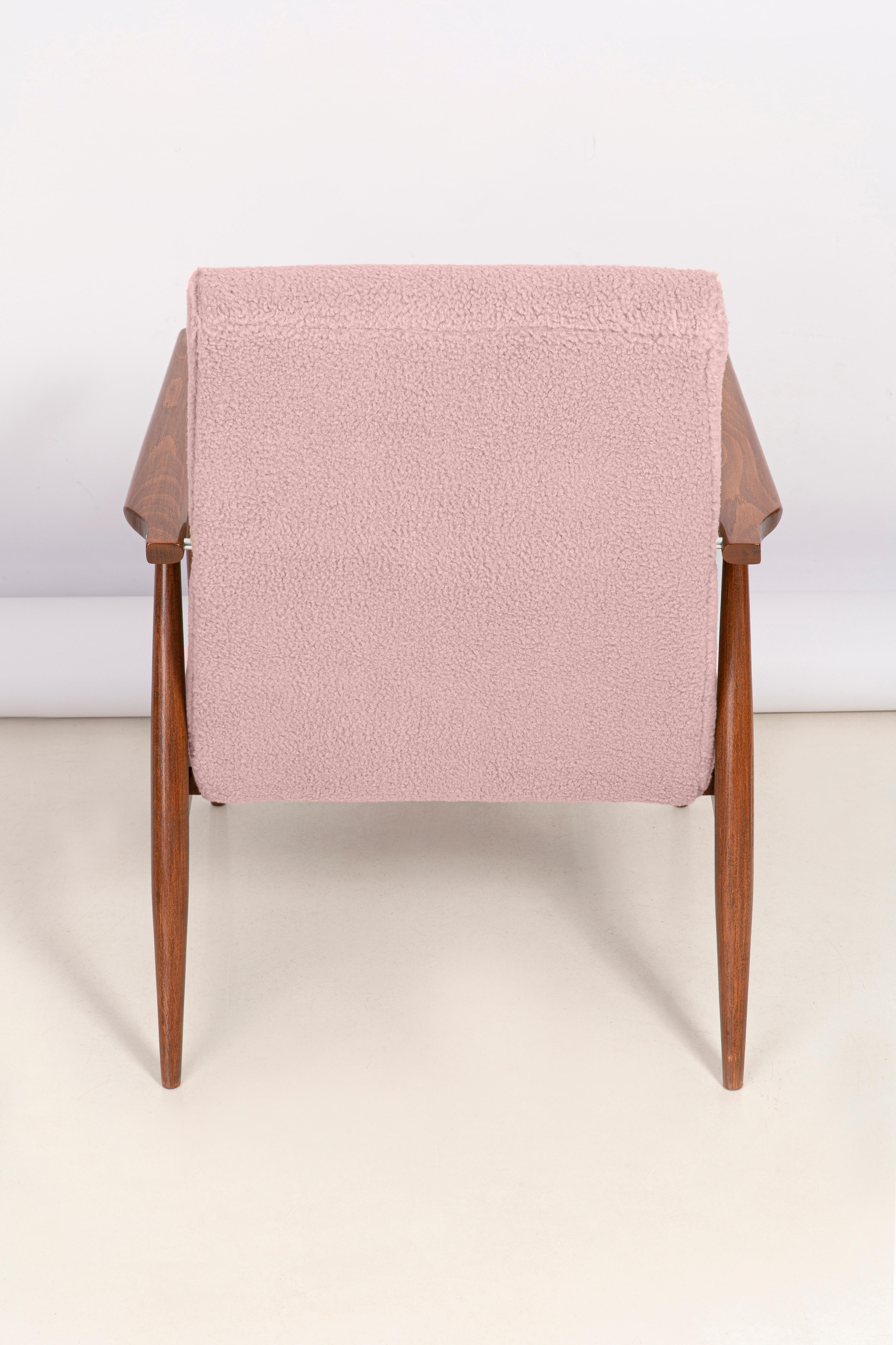 Pair of Dusty Pink Bouclé Dante Armchairs, H. Lis, Europe, 1960s For Sale 7