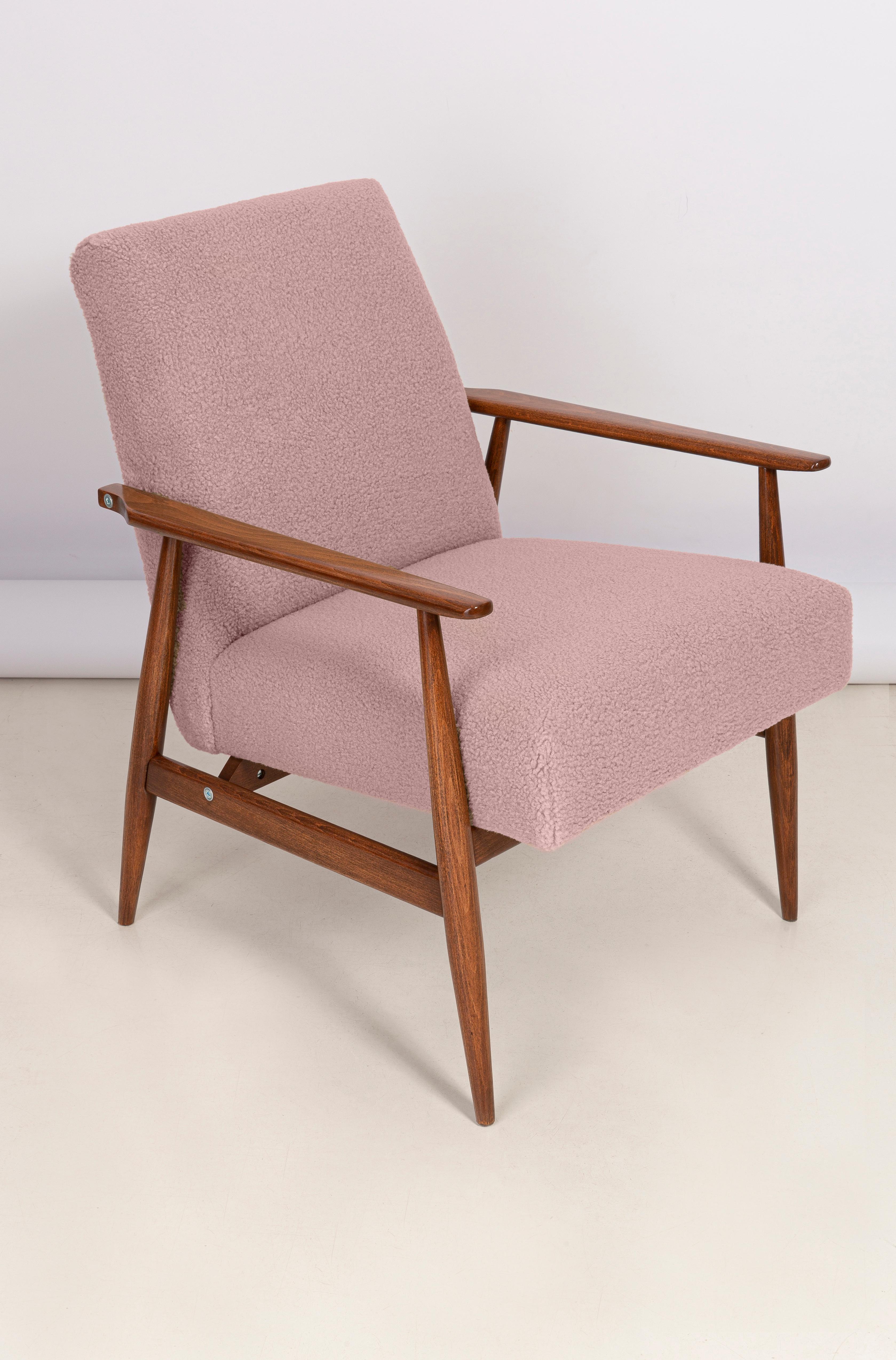 Pair of Dusty Pink Bouclé Dante Armchairs, H. Lis, Europe, 1960s For Sale 2