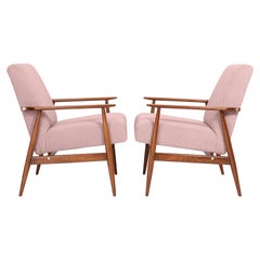 Paire de fauteuils en bois boucl rose poussiéreux, H. Lis, Europe, années 1960