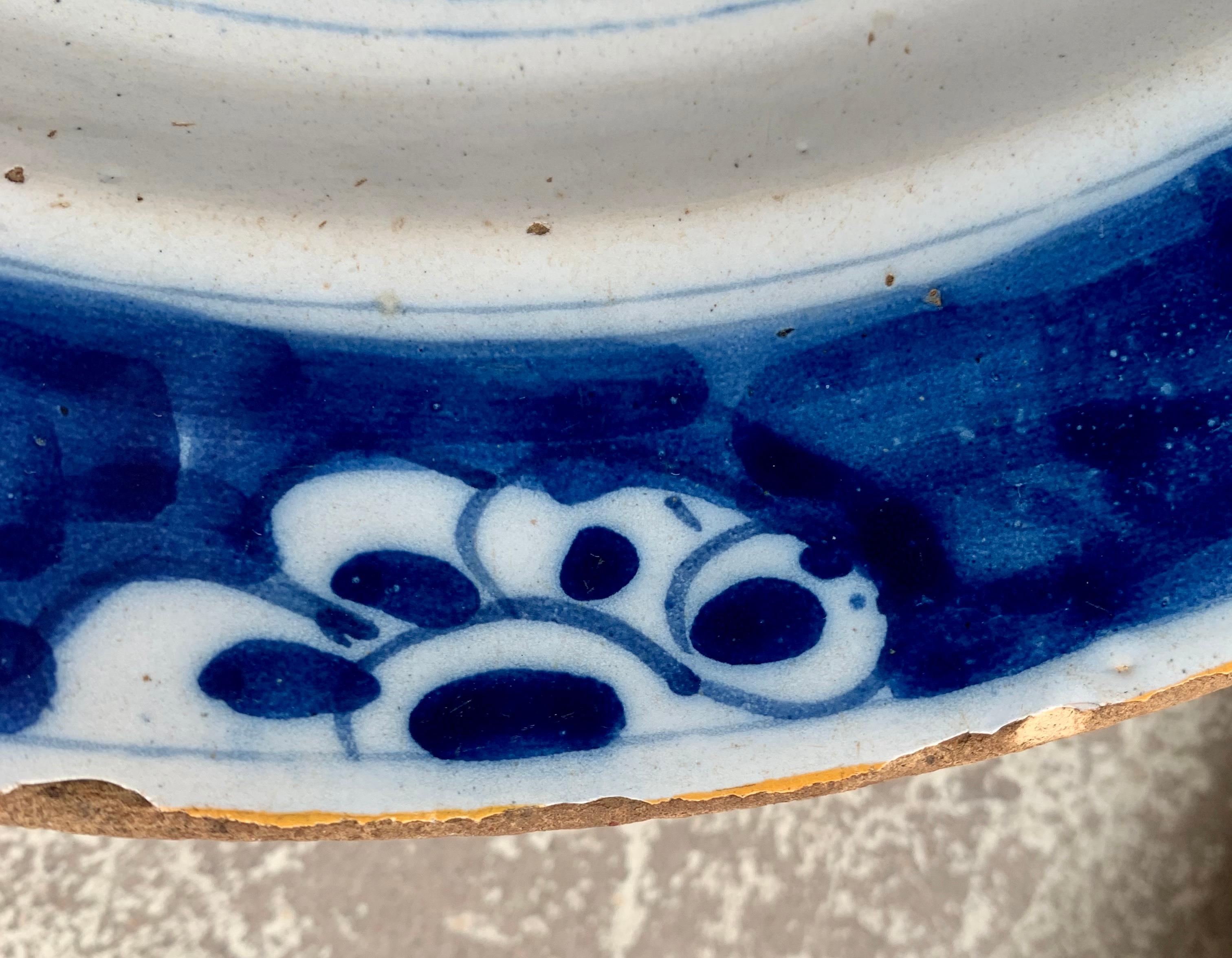Pair Of Dutch 18th Century Blue And White Delft Chargers 10