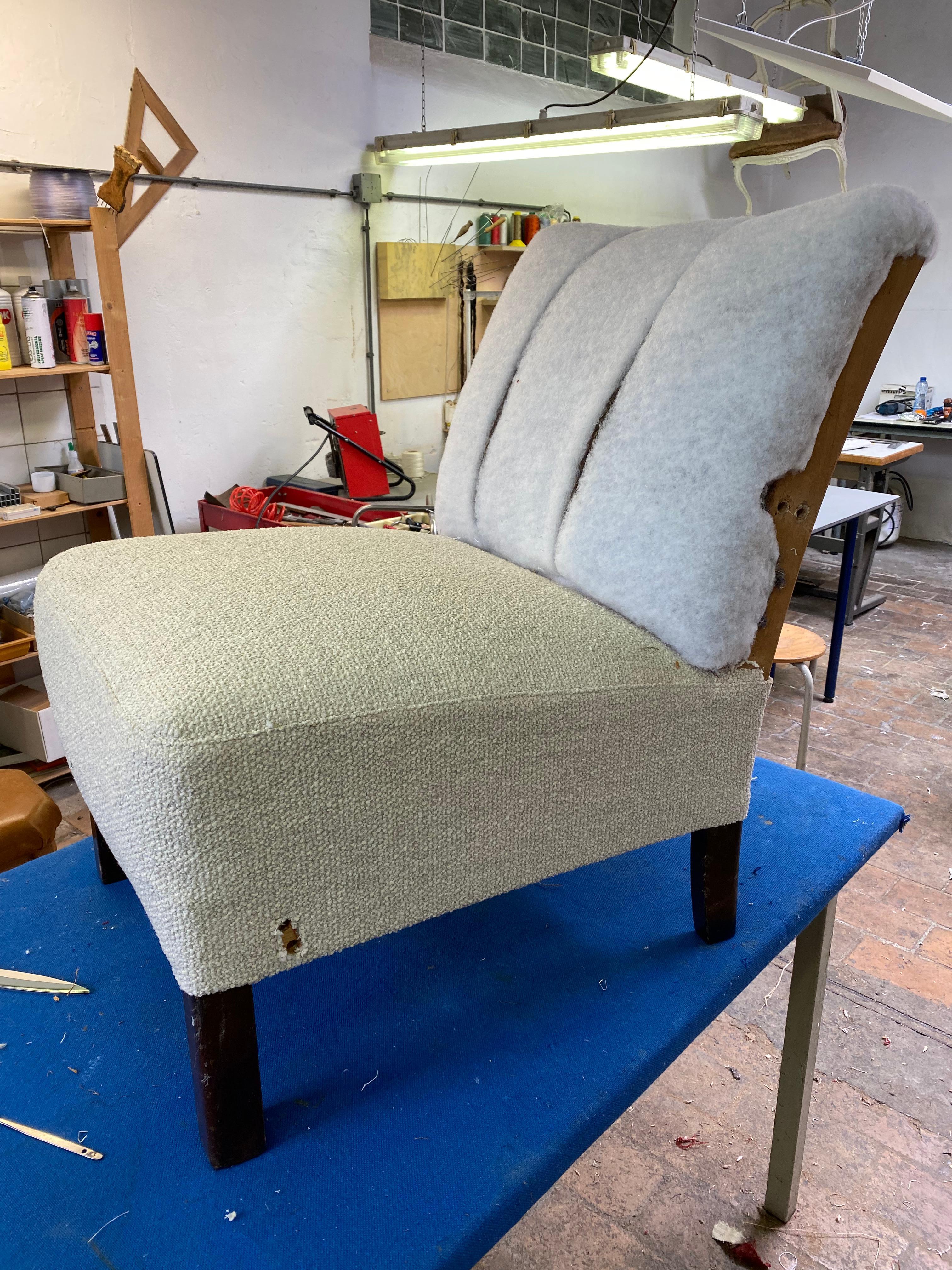 Pair of Dutch 1950's Hawema Lounge Chairs Restored with New Upholstery 6