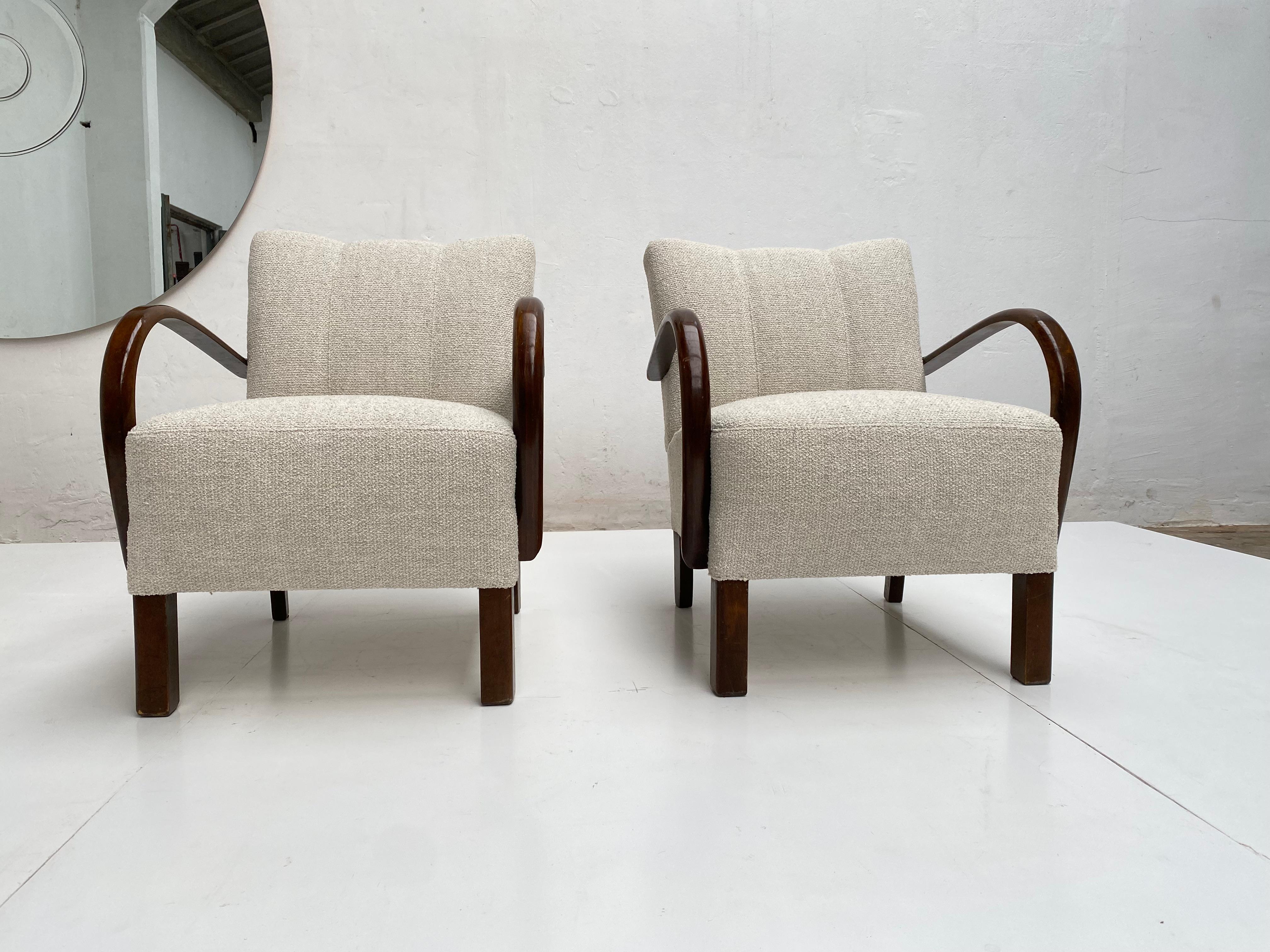 Mid-Century Modern Pair of Dutch 1950's Hawema Lounge Chairs Restored with New Upholstery