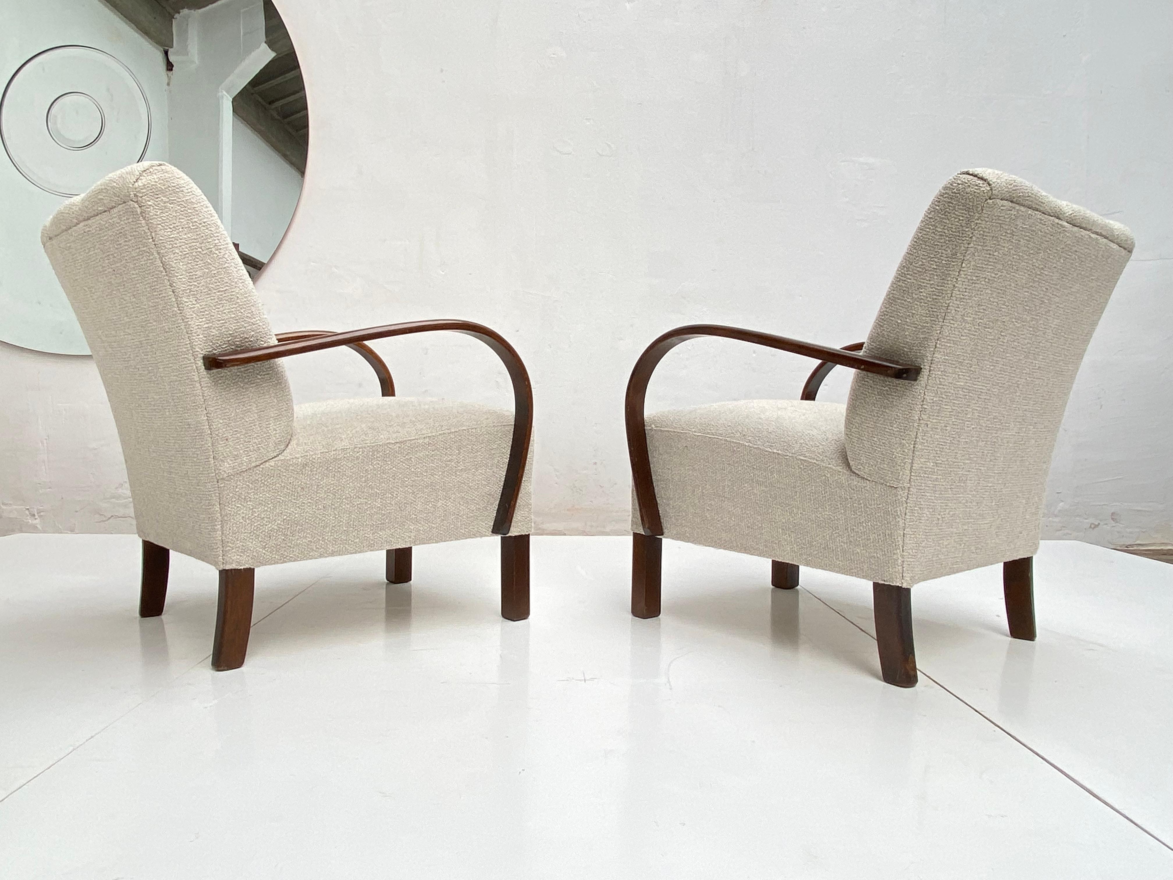 Mid-20th Century Pair of Dutch 1950's Hawema Lounge Chairs Restored with New Upholstery