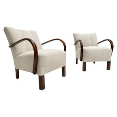 Vintage Pair of Dutch 1950
s Hawema Lounge Chairs Restored with New Upholstery