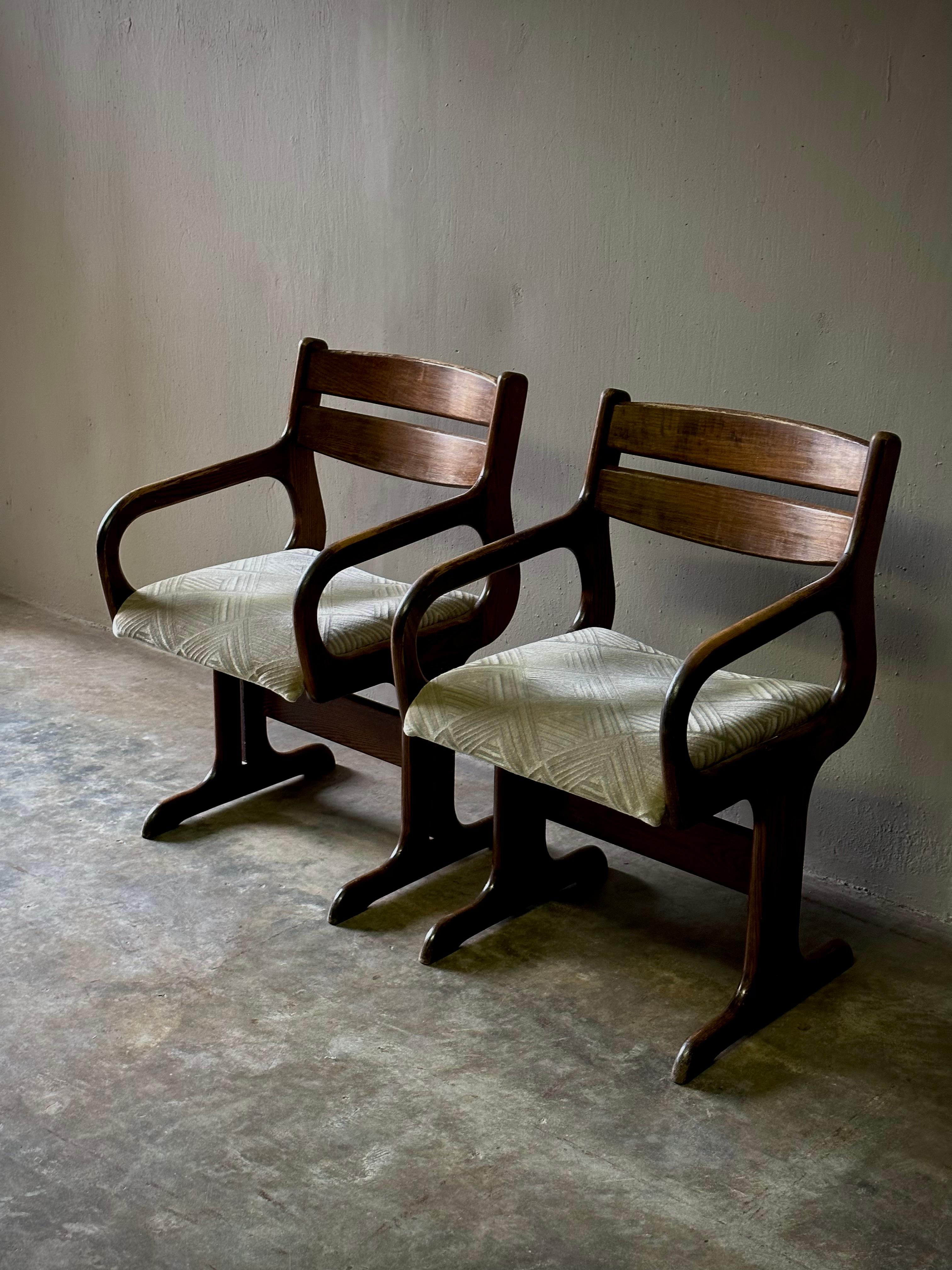 Wood Pair of Dutch 1970s Brutalist Armchairs For Sale