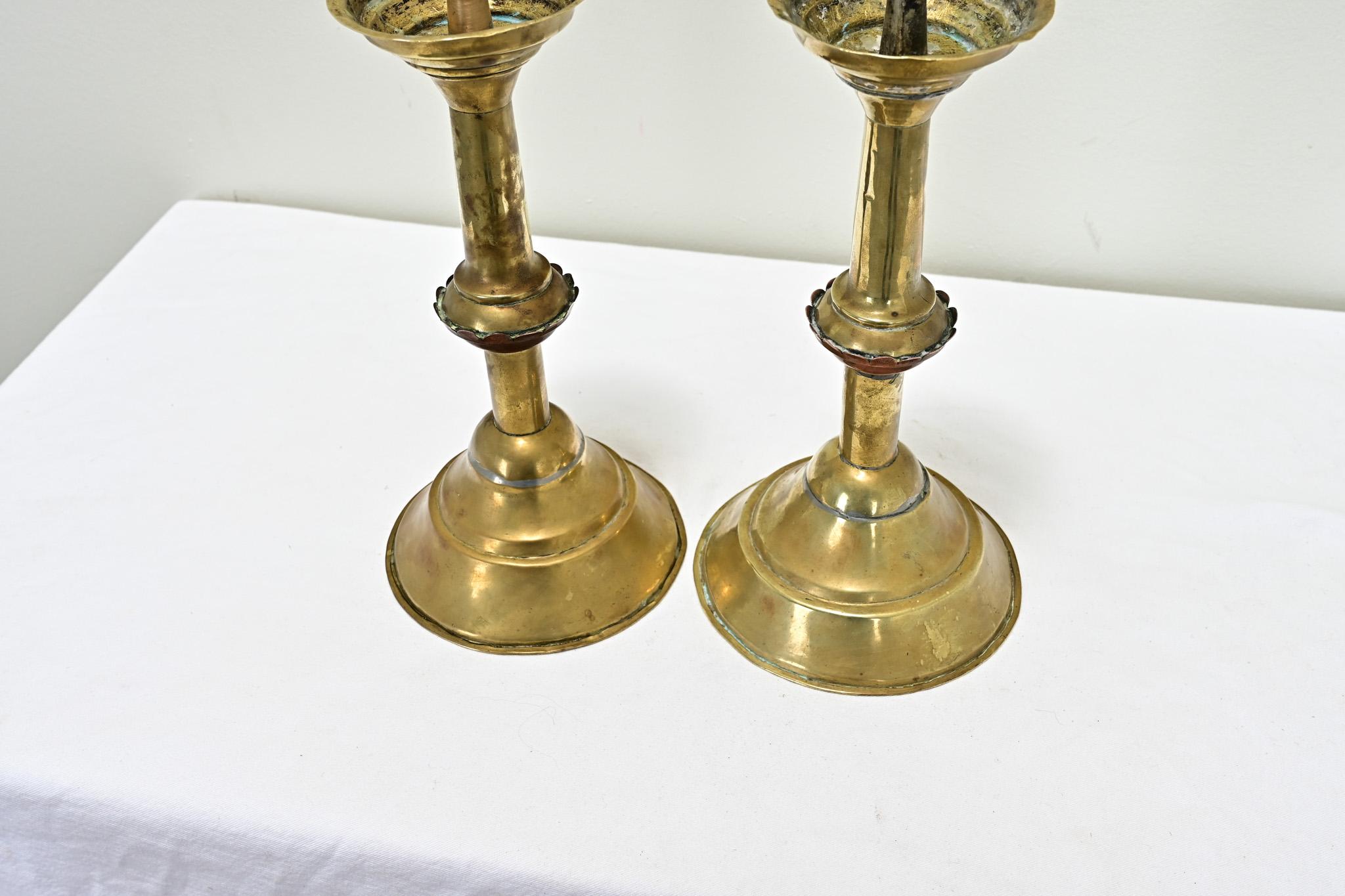 Cast Pair of Dutch 19th Century Candlesticks For Sale