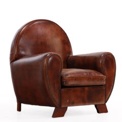 Pair of Dutch Art Deco Leather Club Chairs, 20th Century