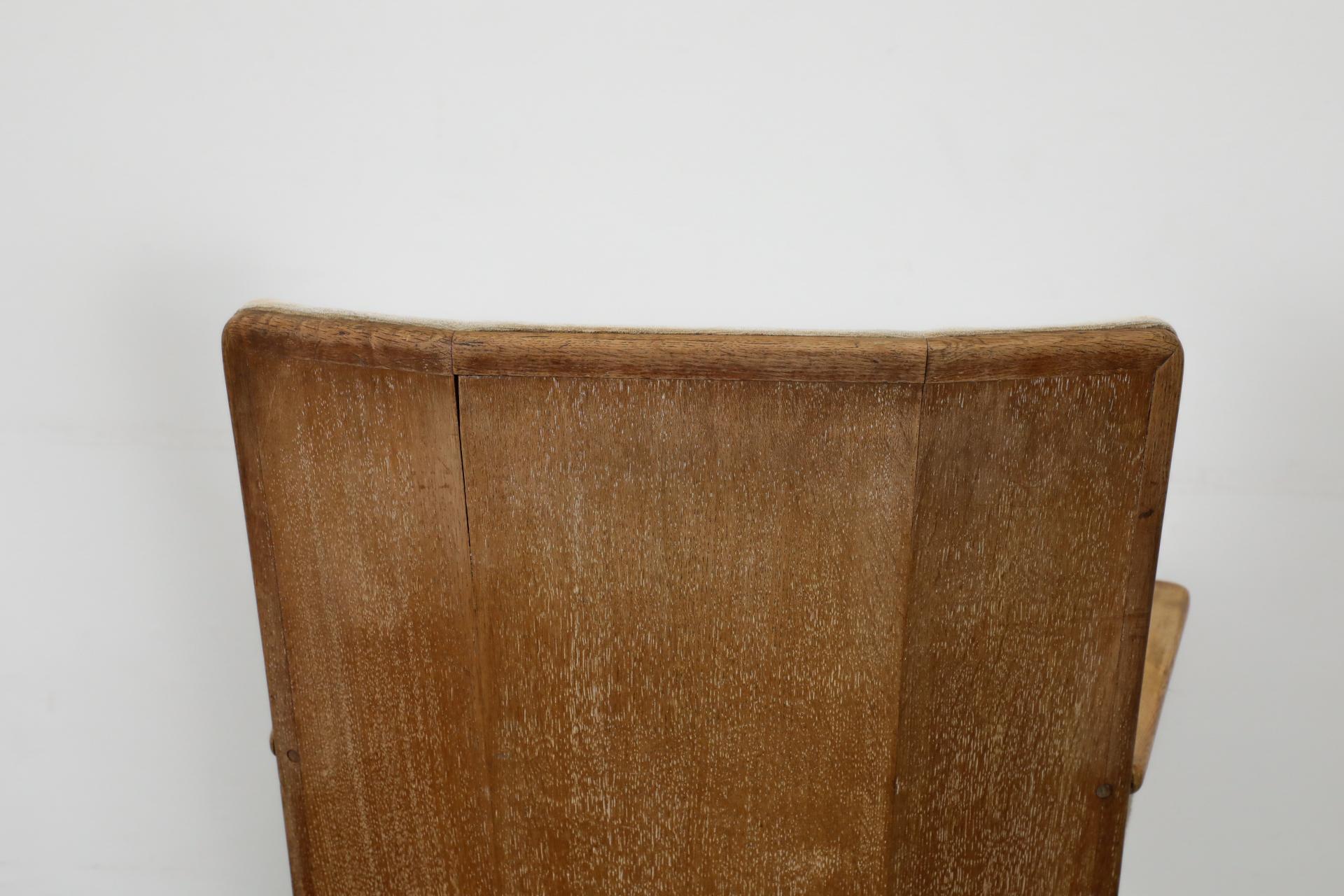 Pair of Dutch Art Deco Salon Chairs in Oak with Pale Patterned Upholstery 15
