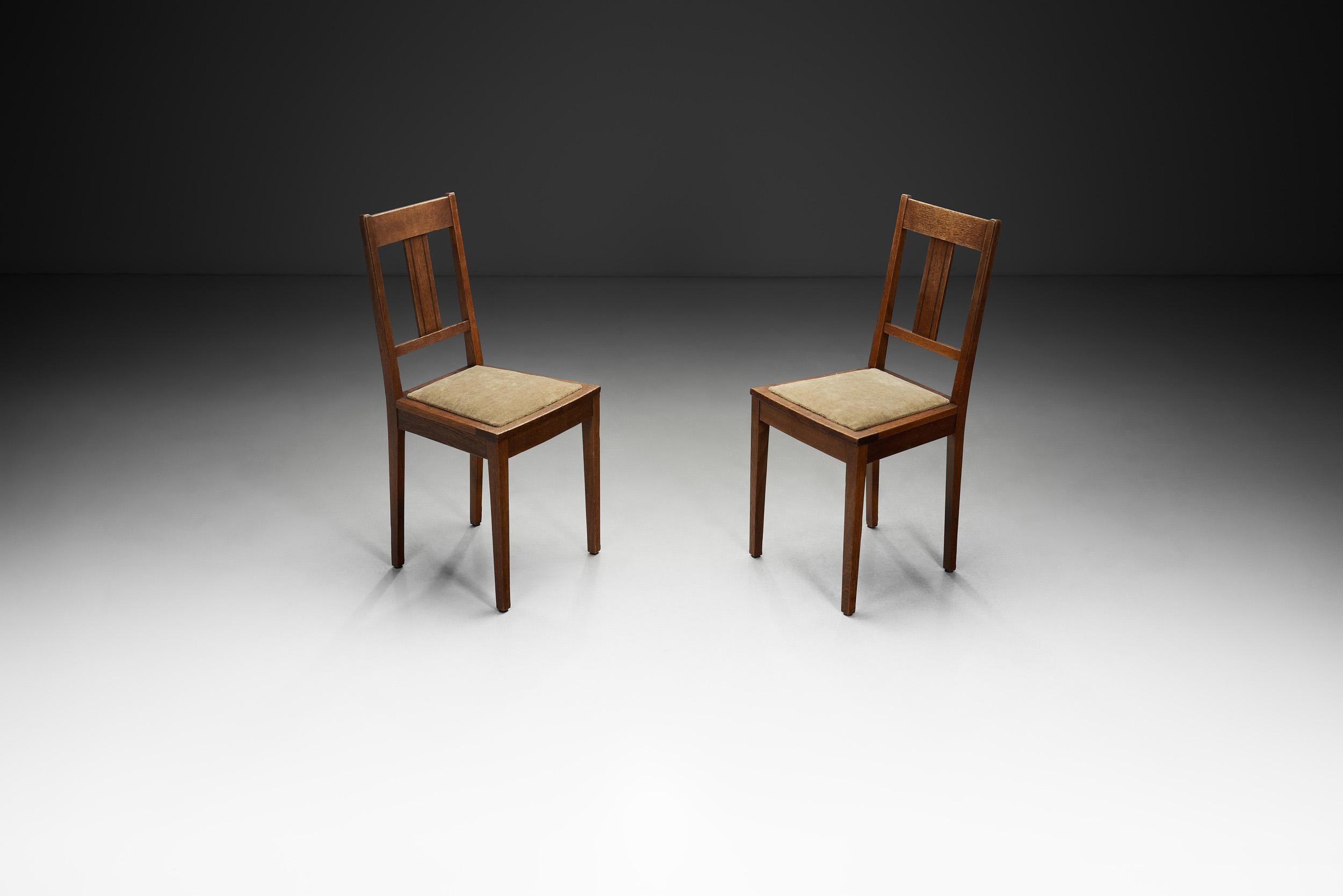 Fabric Pair of Dutch Art Deco Side Chairs by J.A. Huizinga, The Netherlands 1930s For Sale