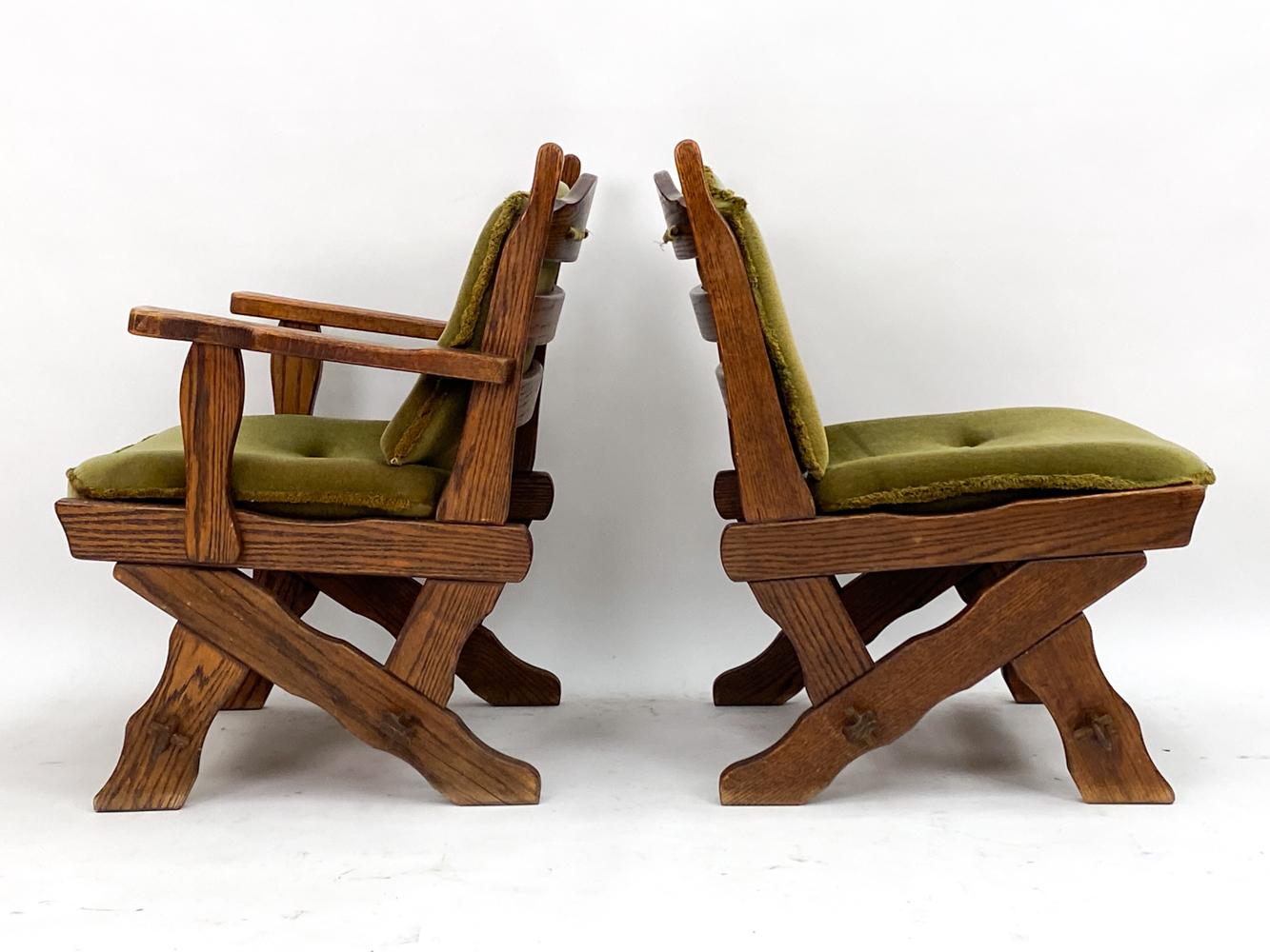 Paire de chaises de cheminée néerlandaises AWA Almelo et tables d'appoint brutalistes des années 1970 en vente 7