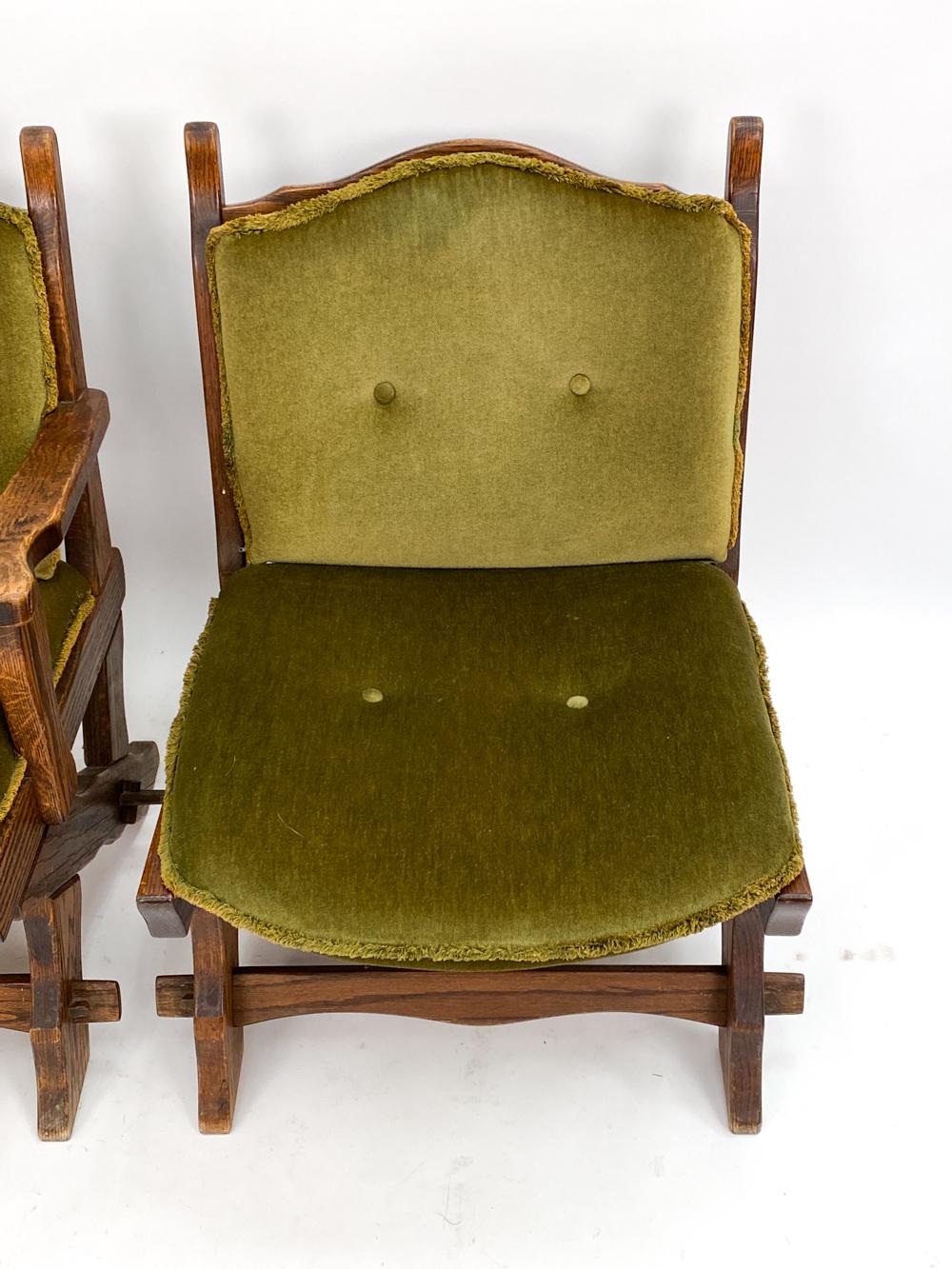 Chêne Paire de chaises de cheminée néerlandaises AWA Almelo et tables d'appoint brutalistes des années 1970 en vente