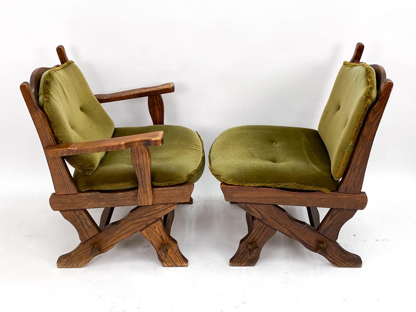 Paire de chaises de cheminée néerlandaises AWA Almelo et tables d'appoint brutalistes des années 1970 en vente 1
