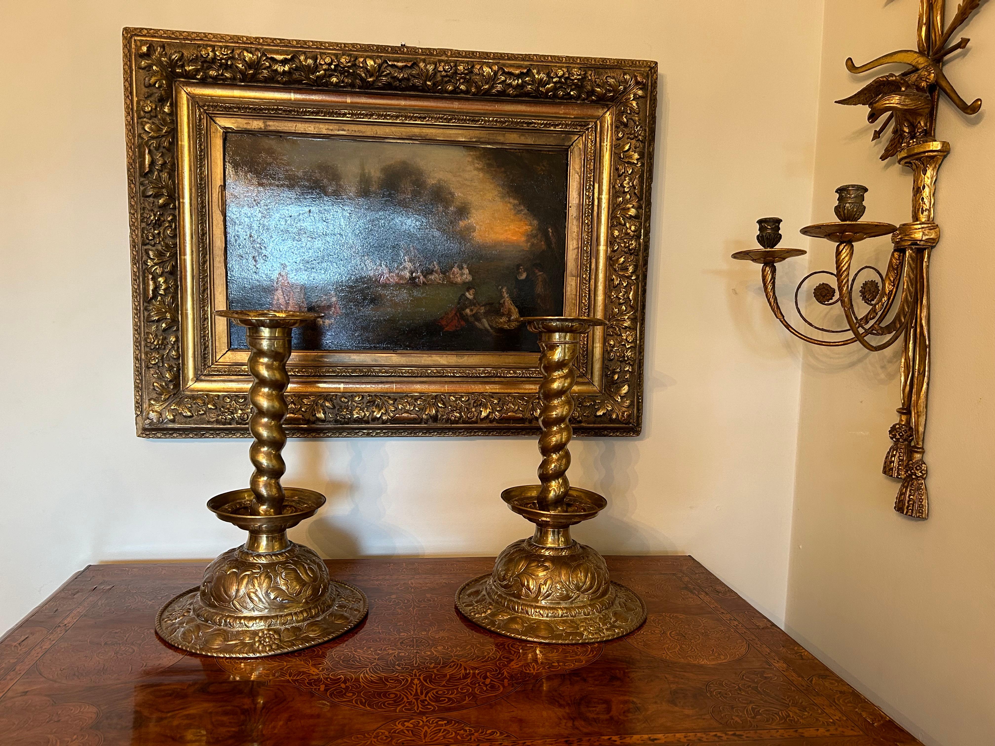 Pair of Dutch Brass Candlesticks, Nineteenth Century or Earlier For Sale 6