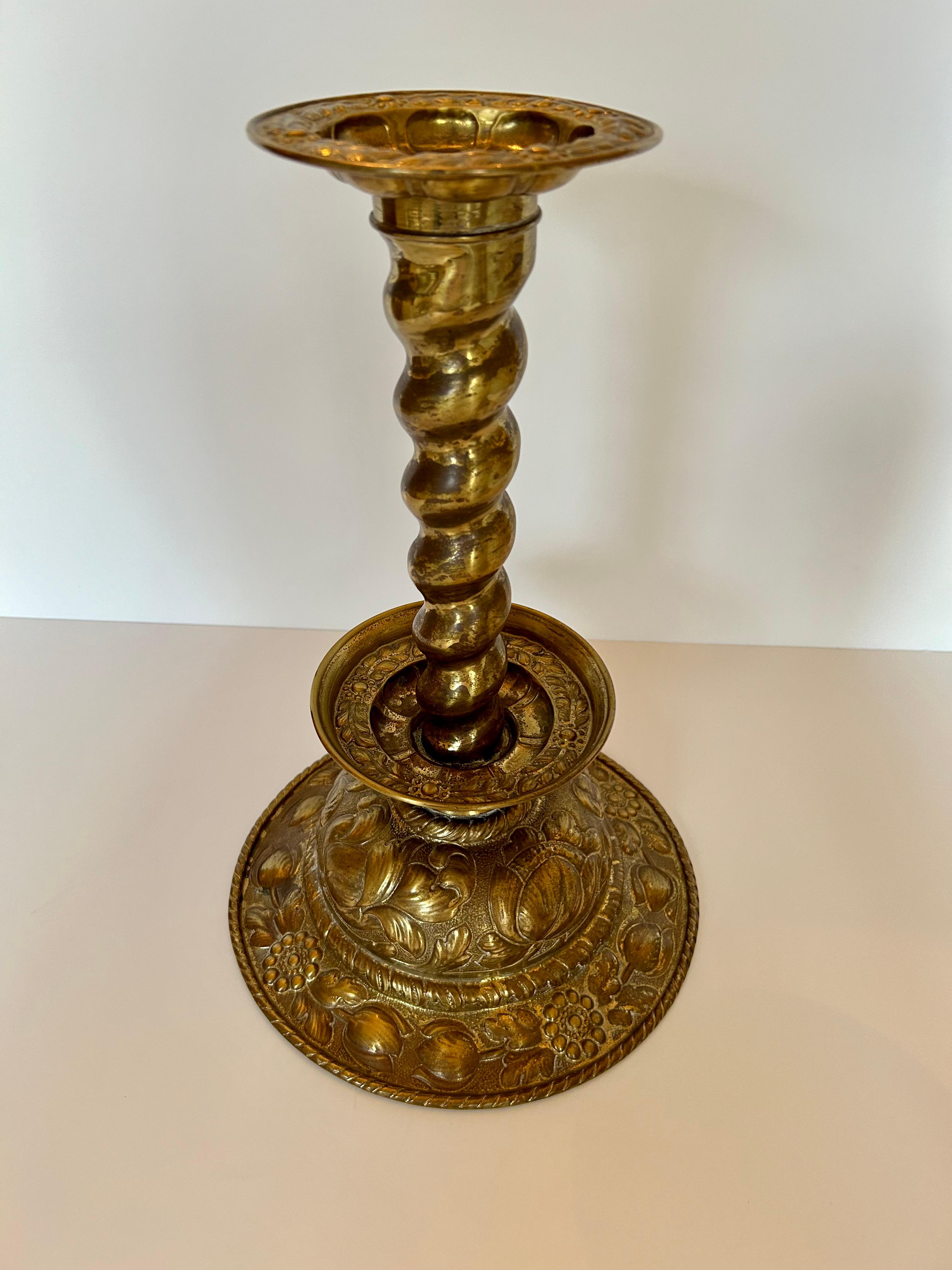 European Pair of Dutch Brass Candlesticks, Nineteenth Century or Earlier For Sale