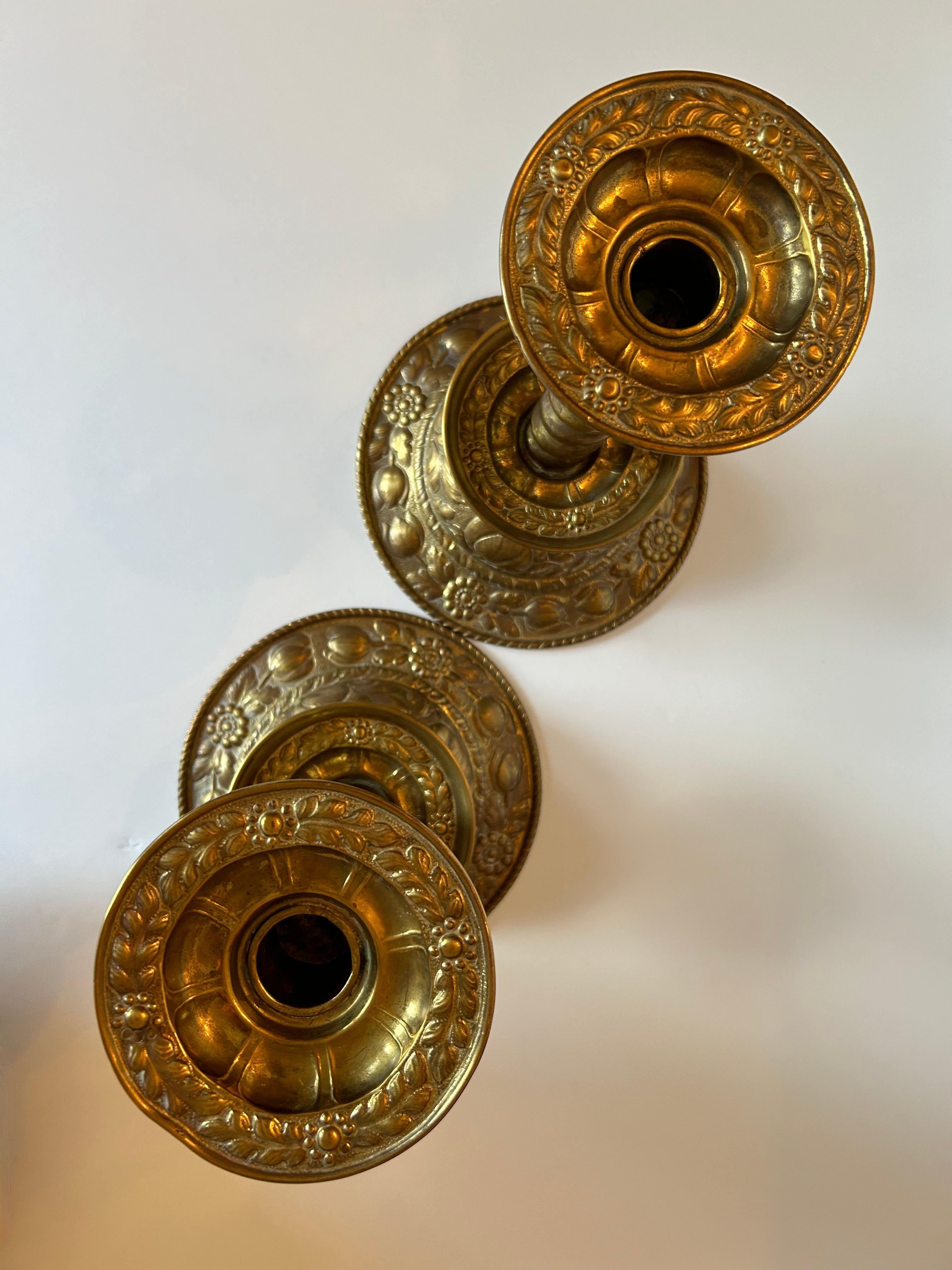 Pair of Dutch Brass Candlesticks, Nineteenth Century or Earlier In Good Condition For Sale In Toronto, CA