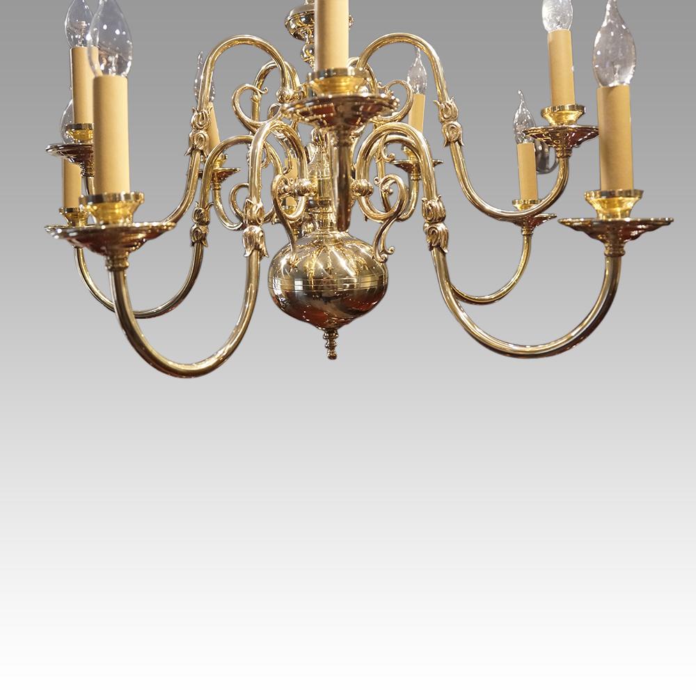 Georgian Pair of Dutch brass chandeliers For Sale