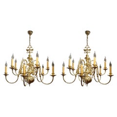 Pair of Dutch brass chandeliers