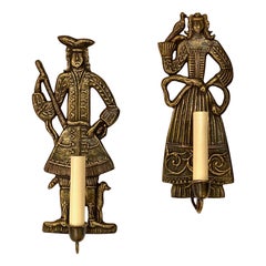 Pair of Dutch Bronze Figural Sconces