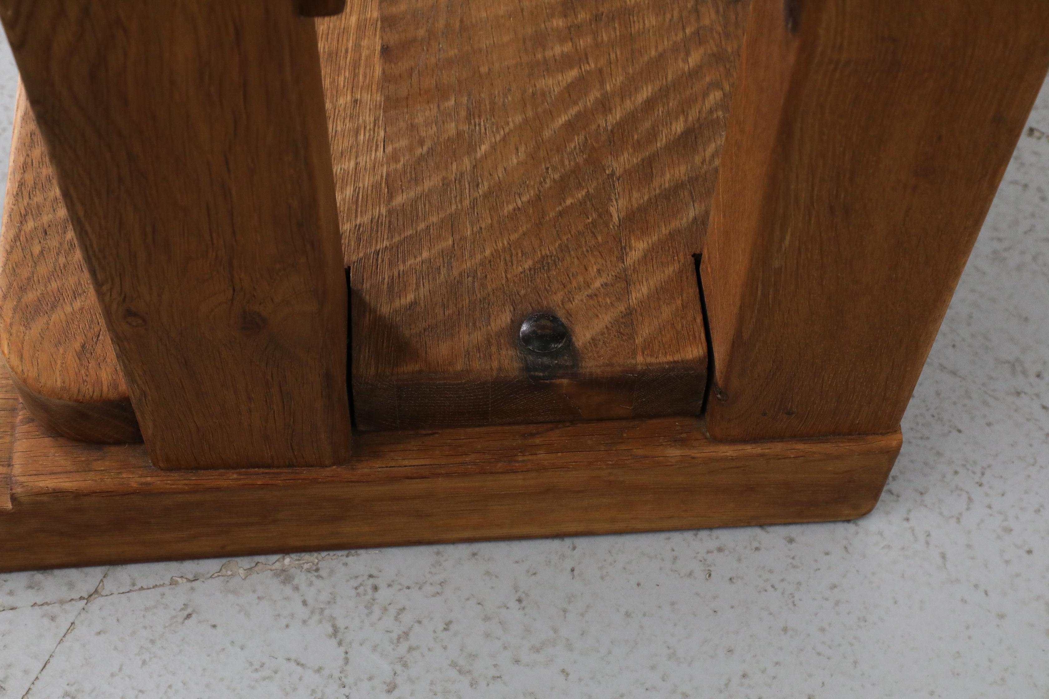 Pair of Dutch Brutlist Solid Oak Two-Tired Church Benches For Sale 11