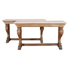 Pair of Dutch Carved Oak Console Tables
