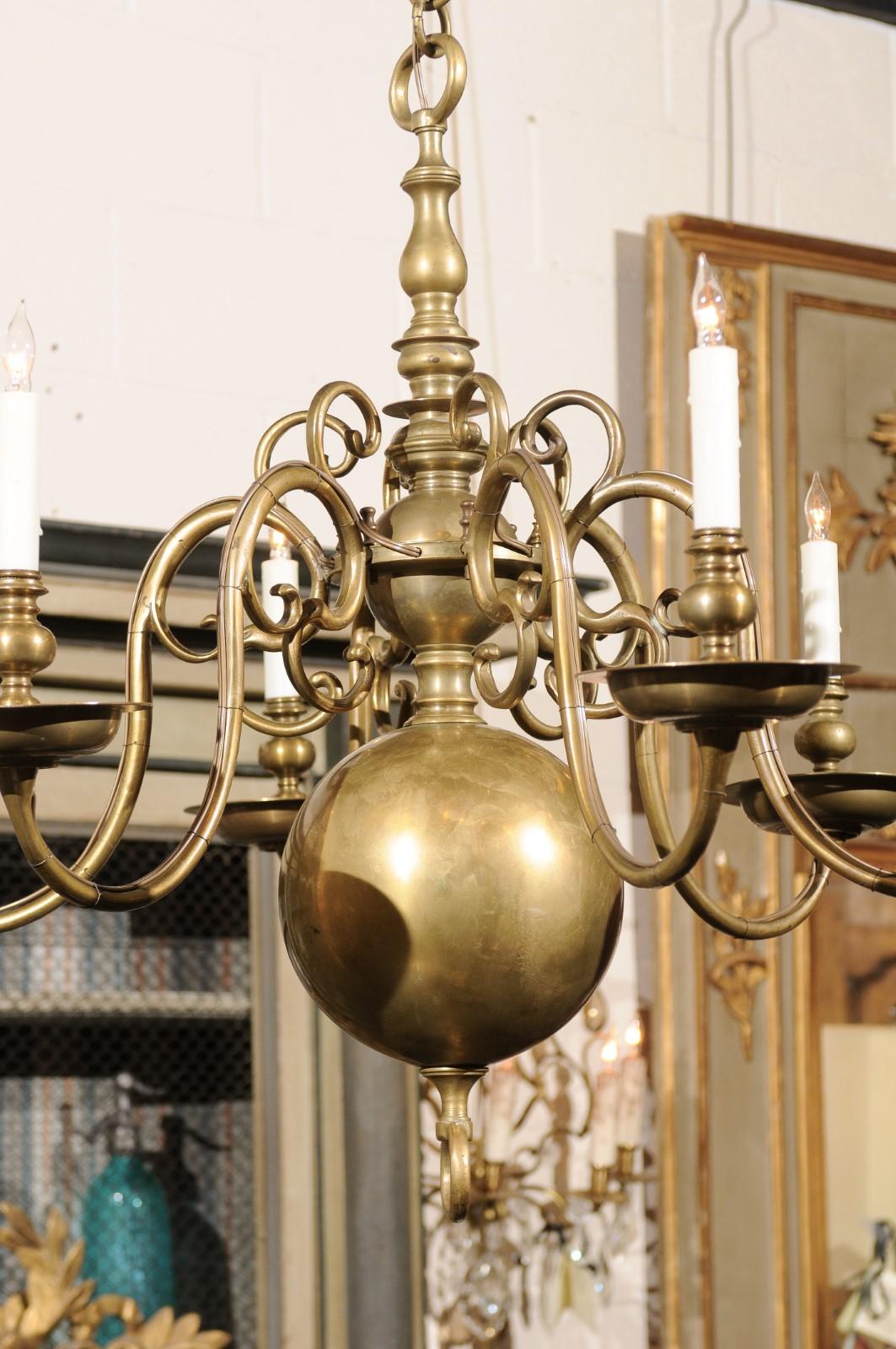 Pair of Dutch Colonial Brass Chandeliers 4