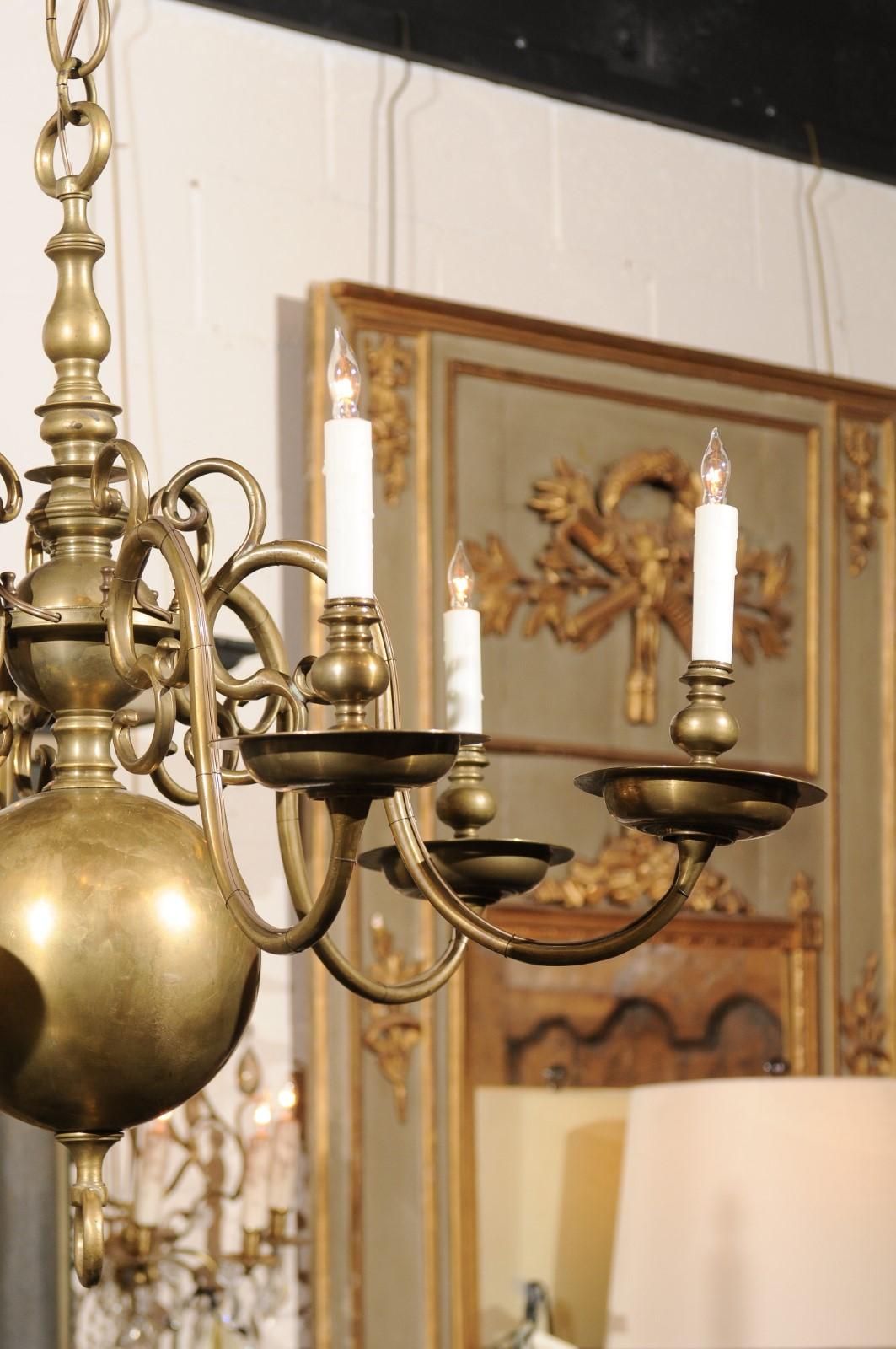 Pair of Dutch Colonial Brass Chandeliers 5
