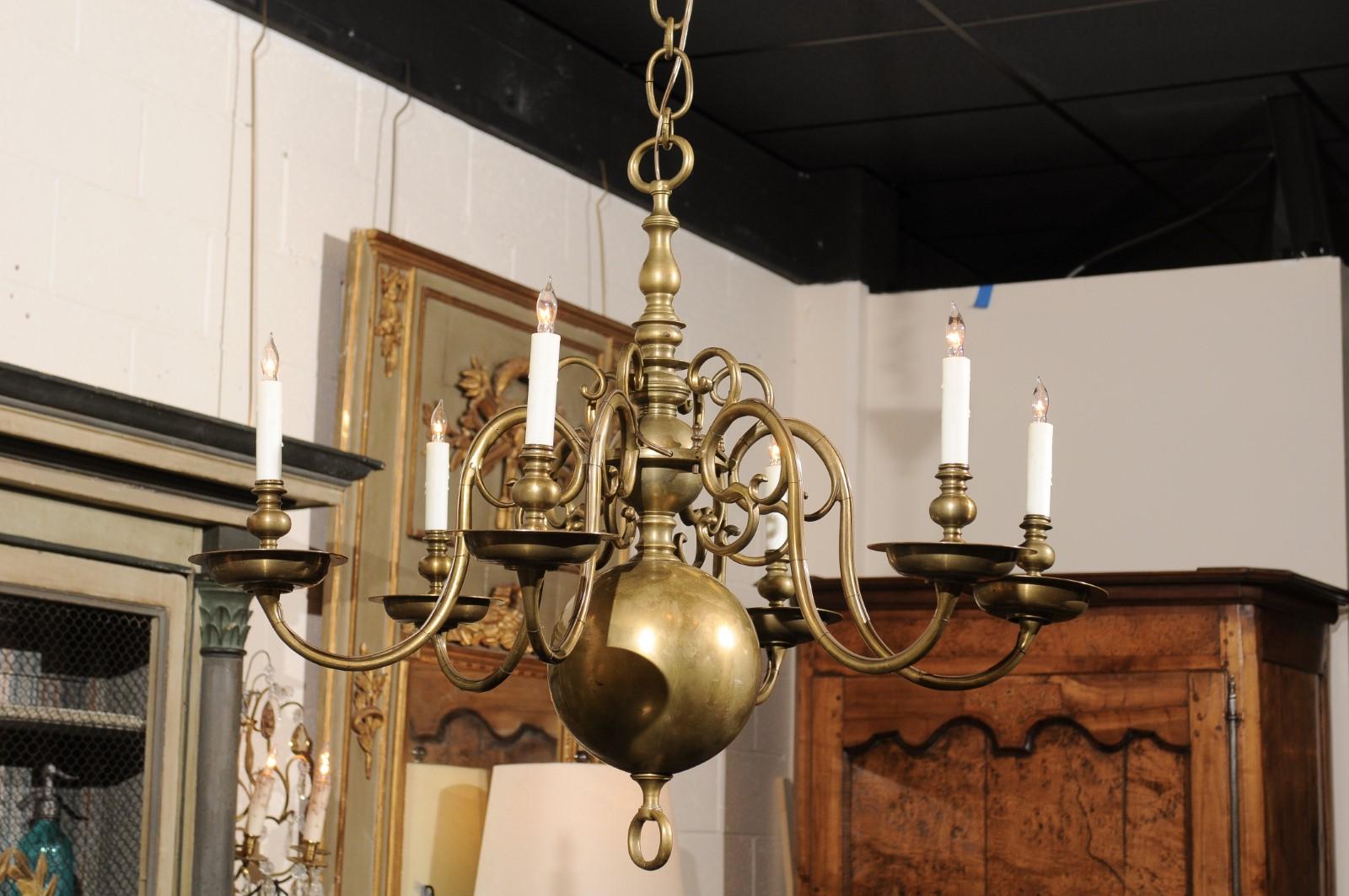 Pair of Dutch Colonial Brass Chandeliers 6