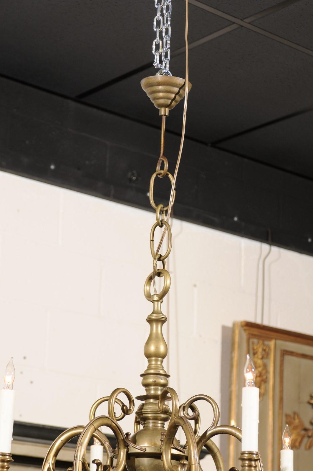 Pair of Dutch Colonial Brass Chandeliers 3