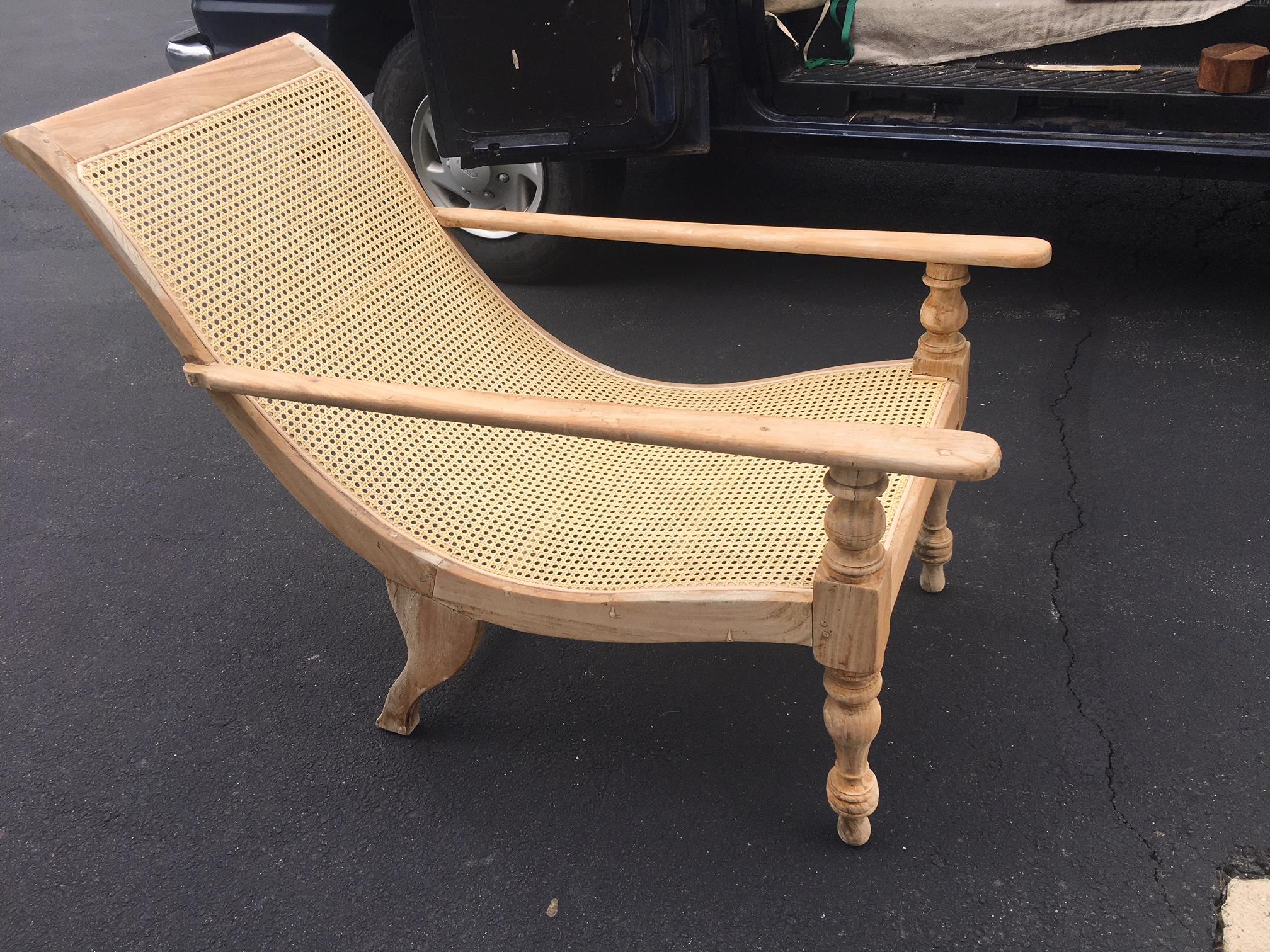 Pair of Dutch Colonial Solid Satinwood Caned Sling Back Planters Chairs, 1850 3