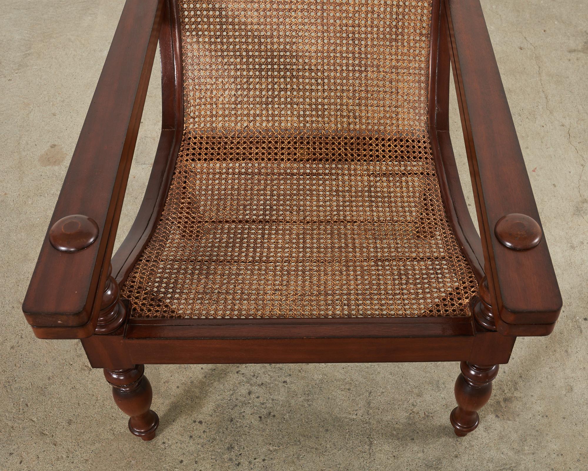 Pair of Dutch Colonial Style Mahogany Cane Plantation Chairs 10