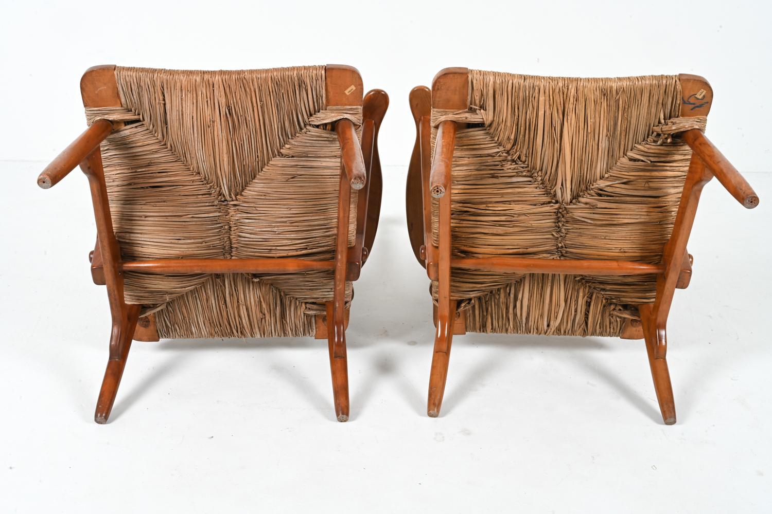 Pair of Dutch De Ster Gelderland Armchairs in Beech & Seagrass, c. 1950's For Sale 11