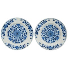 Pair of Dutch Delft Blue and White Delft Chargers Made circa 1770