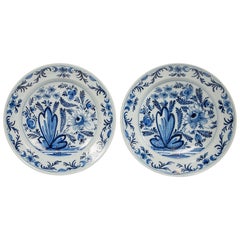 Pair of Dutch Delft Blue and White Chargers Made circa 1800