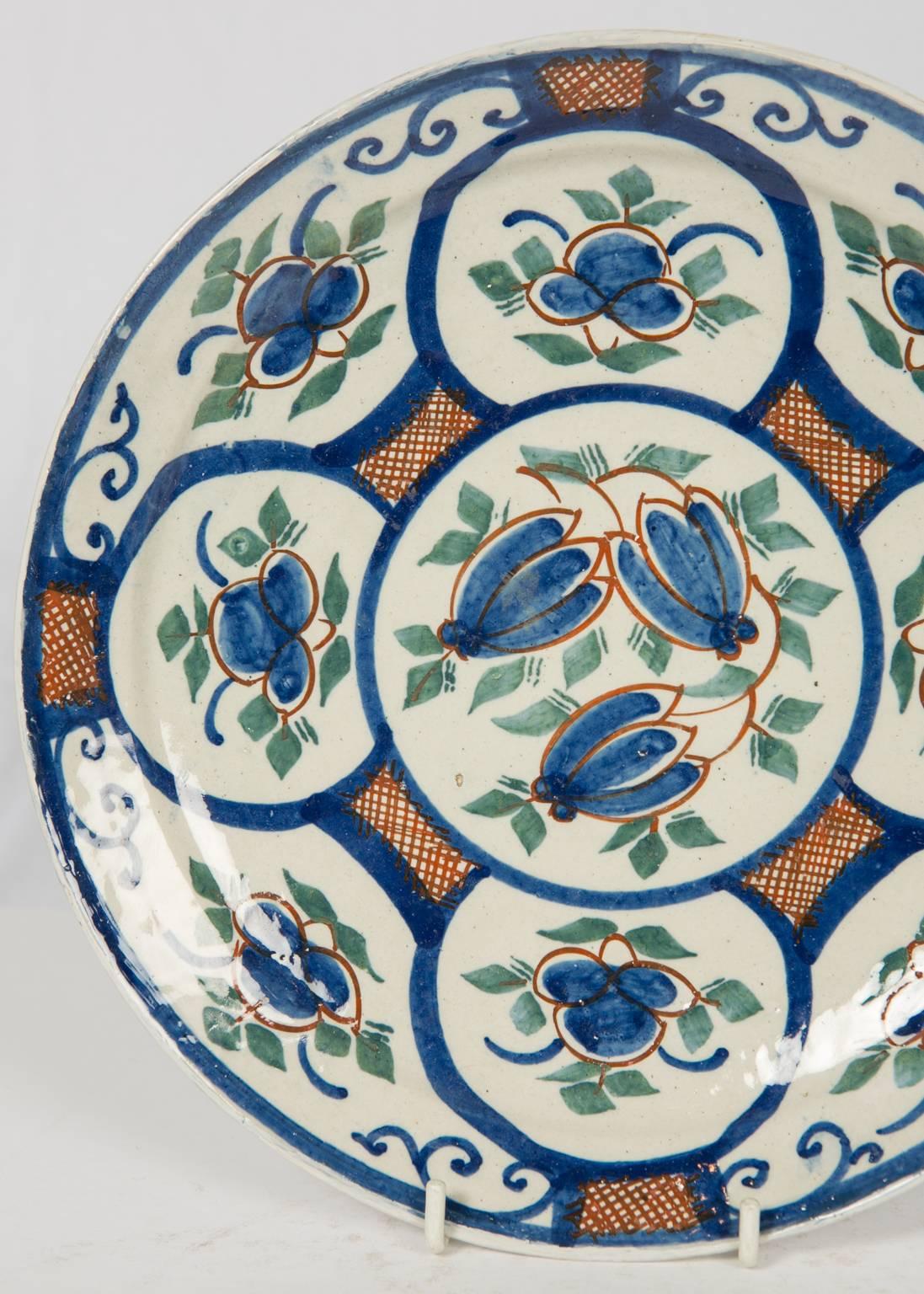 Hand-Painted Pair of Dutch Delft Pancake Plates
