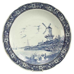 Pair of Dutch Delft Porcelain Landscape Wall Plaques