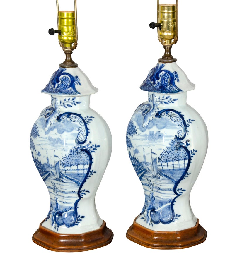 Pair of Dutch Delft Table Lamps at 1stDibs