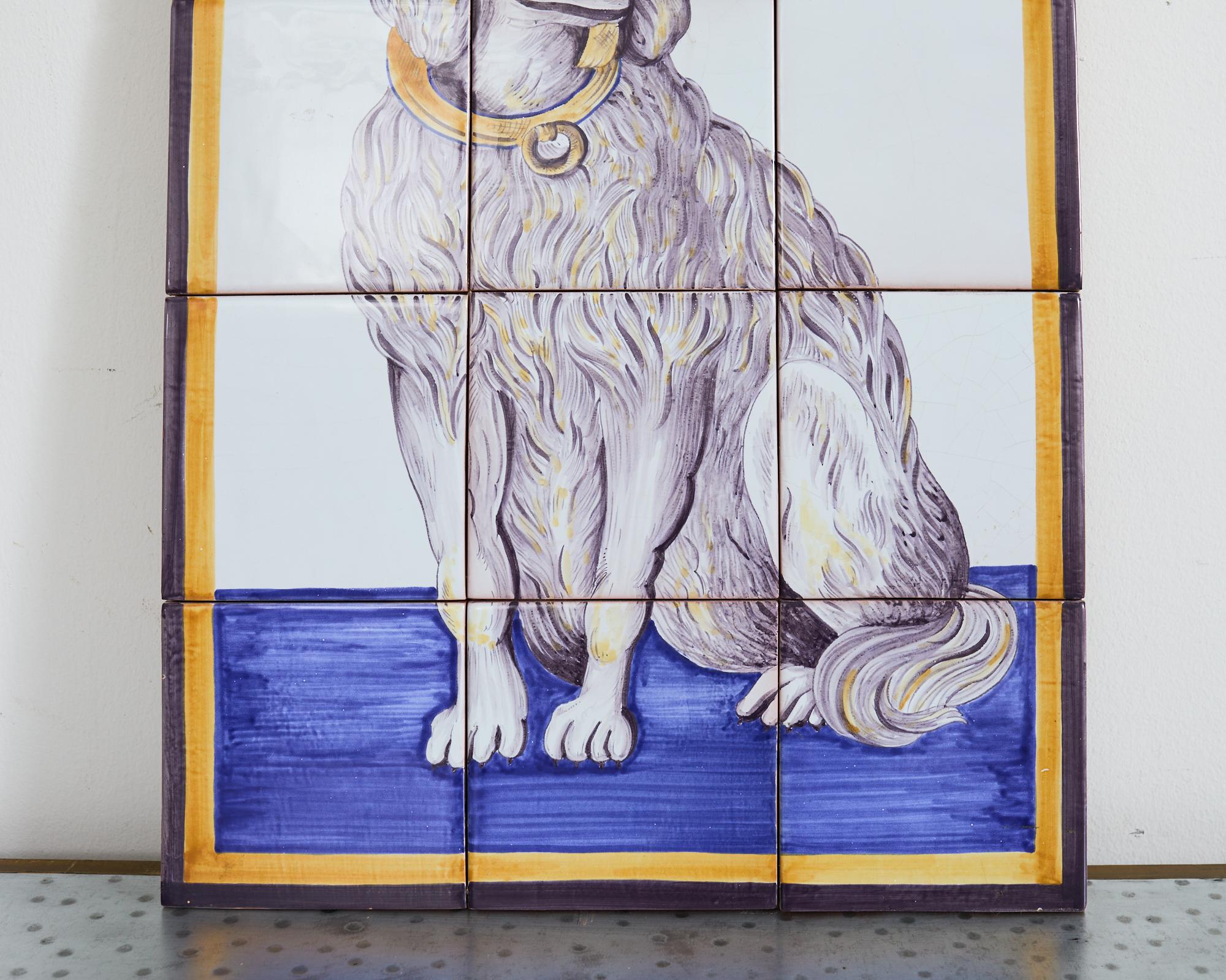 Pair of Dutch Delft Tile Panels of a Cat and Dog For Sale 5