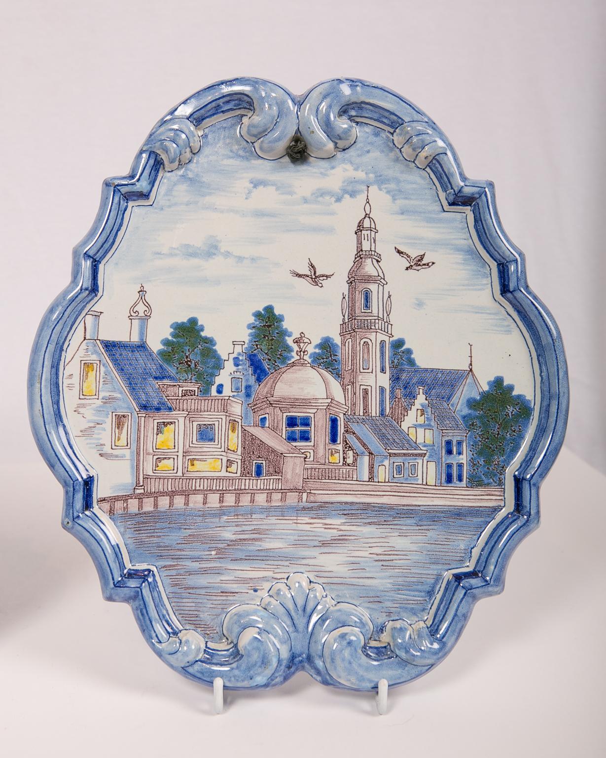 Earthenware Pair of Dutch Delft Wall Plaques